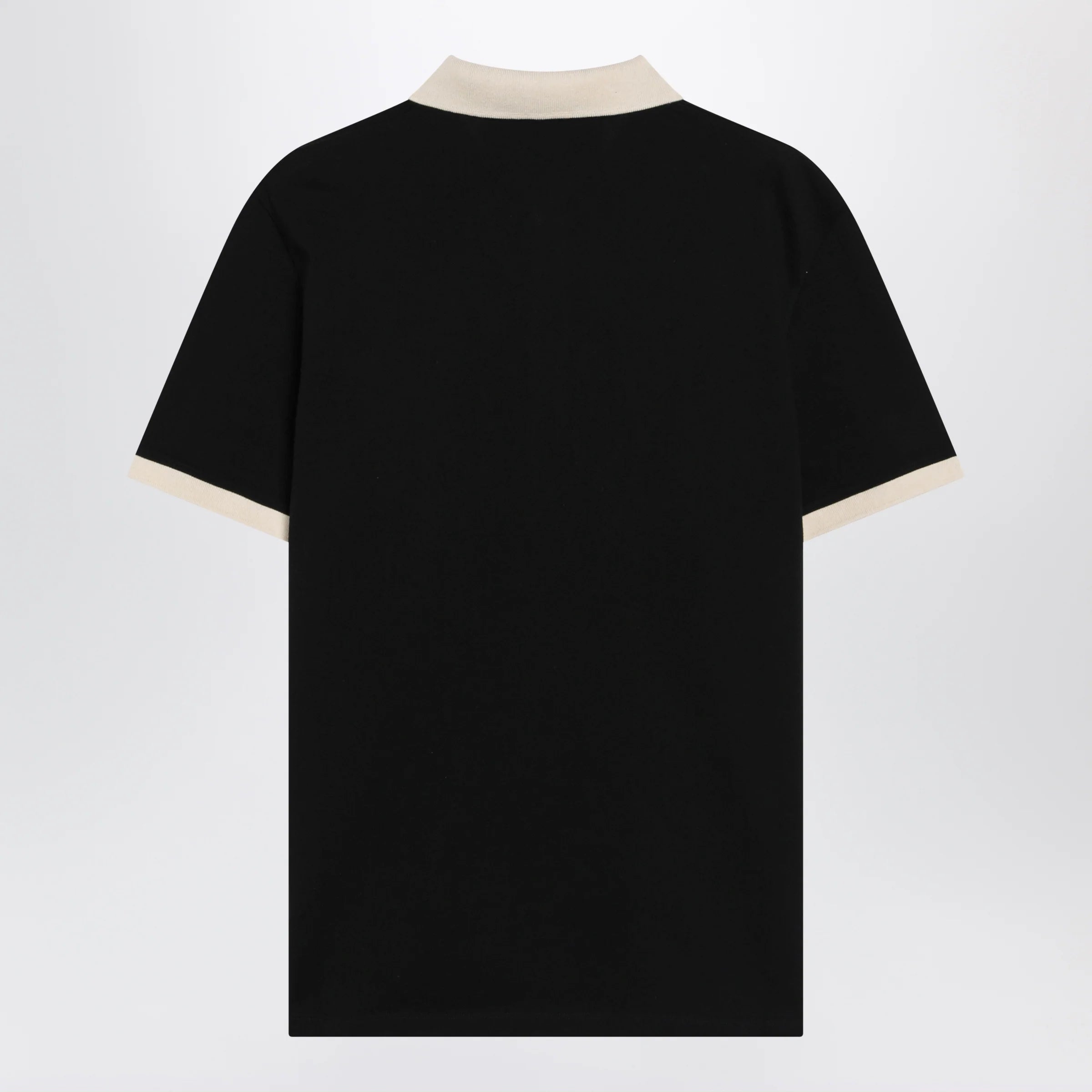 Valentino Black cotton piqué polo shirt with Vgold