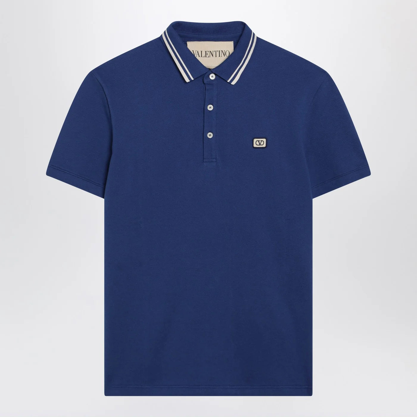 Valentino Blue polo shirt with Vlogo patch