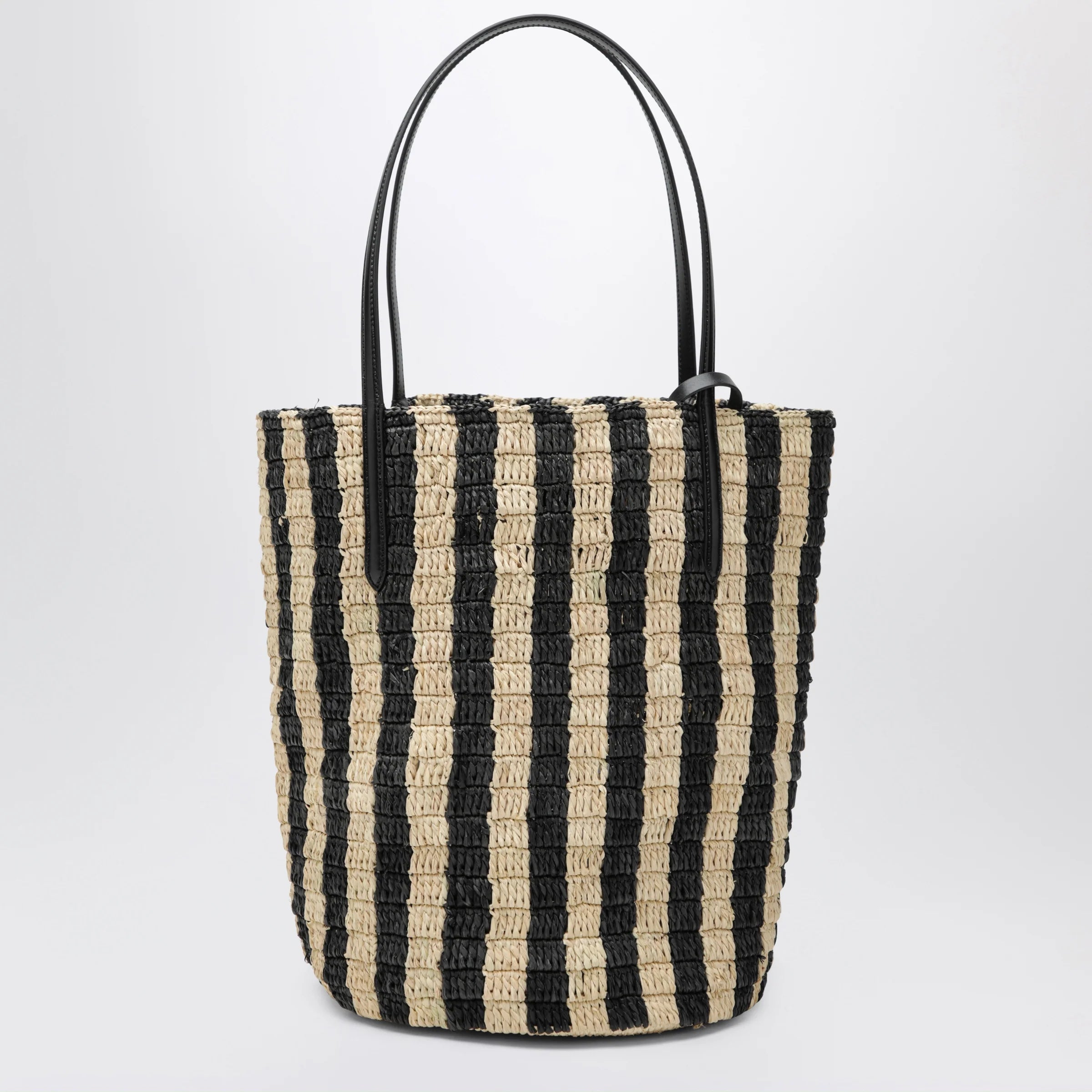Valentino Garavani Striped shoulder bag in raffia and leather