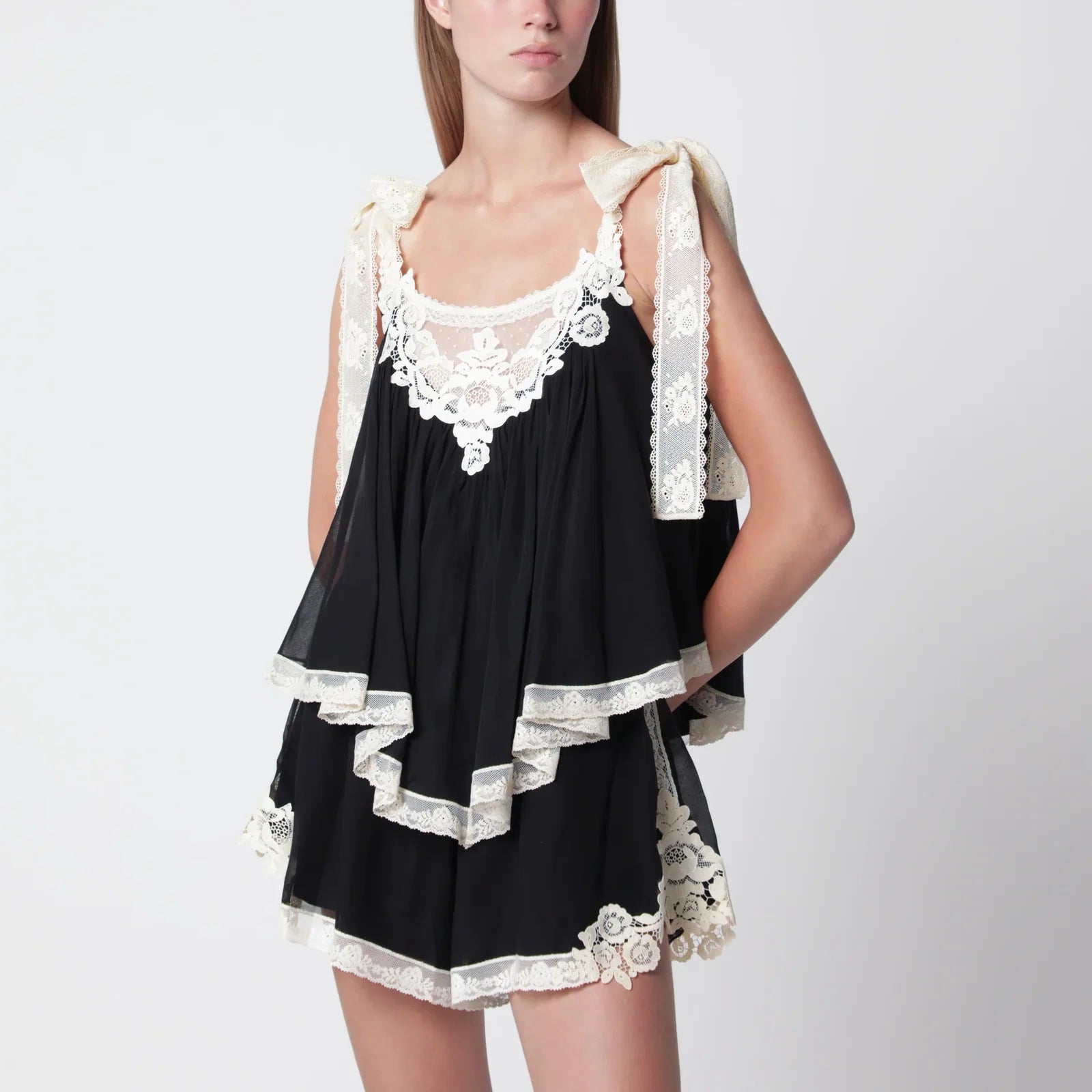 ZIMMERMANN Roselight top in black cotton and silk