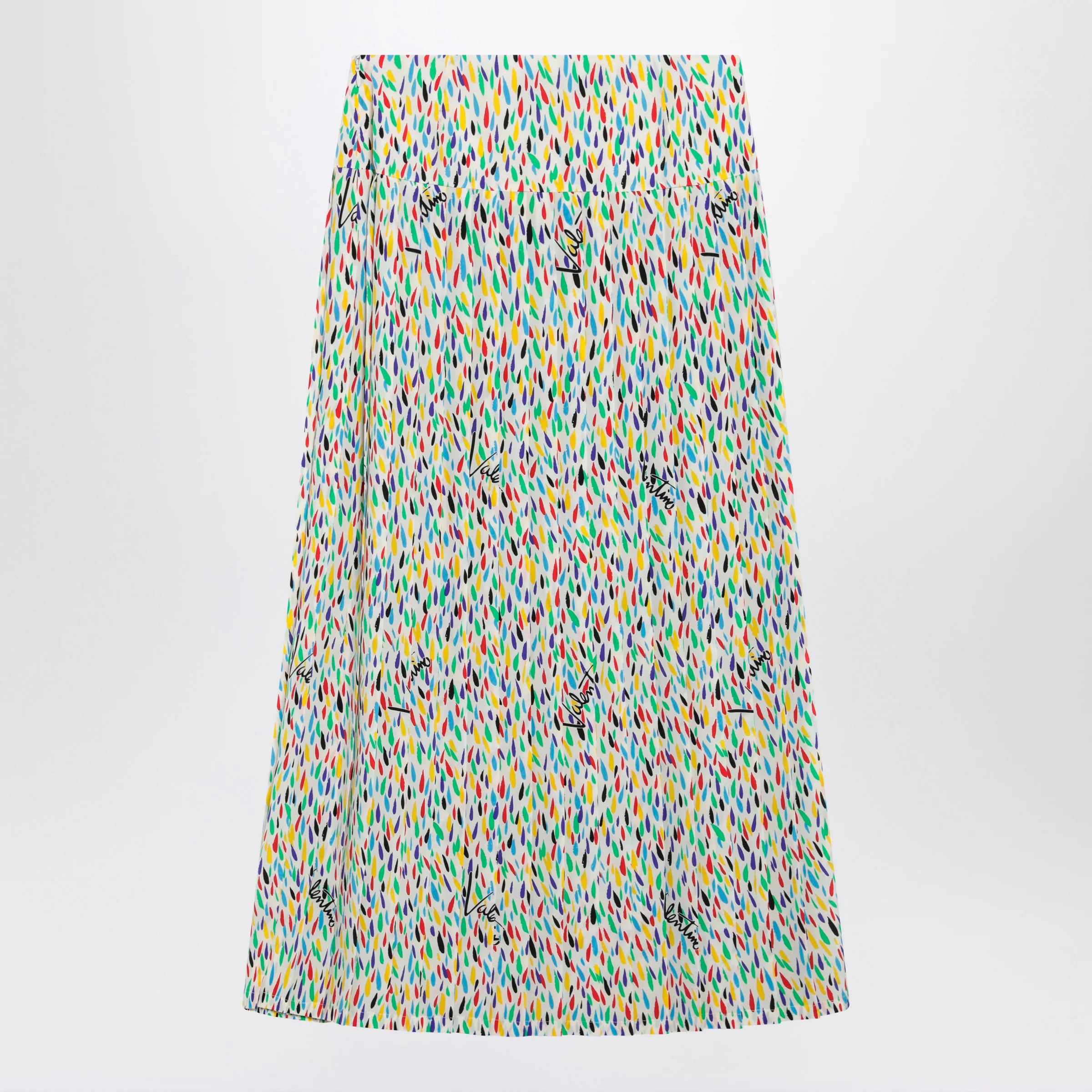 Valentino Multicolored pleated silk midi skirt