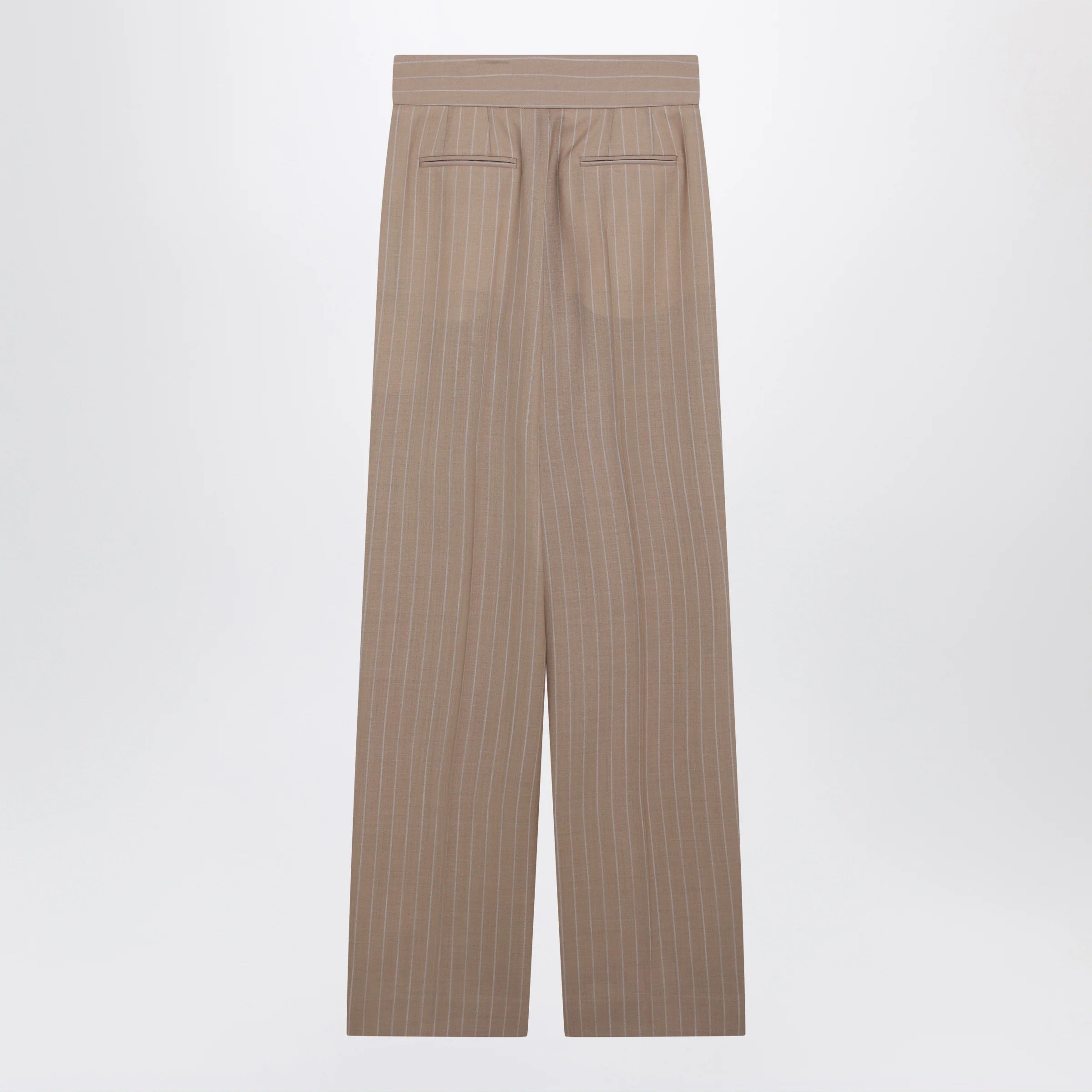 Valentino Mud-colored pinstripe wool trousers