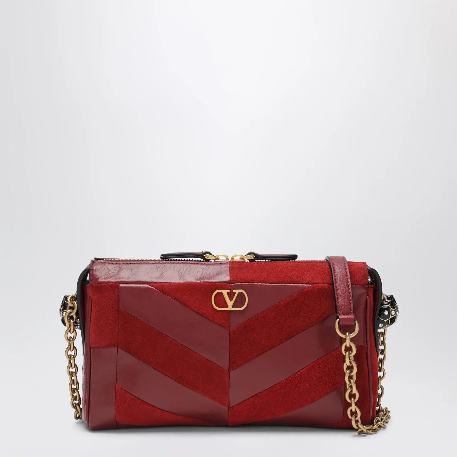 Valentino Garavani Small Panthea shoulder bag in suede and nappa leather with Chevron pattern