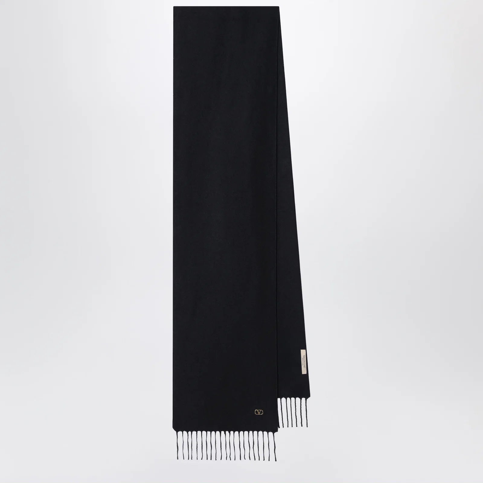 Valentino Garavani Black cashmere scarf with VLogo detail