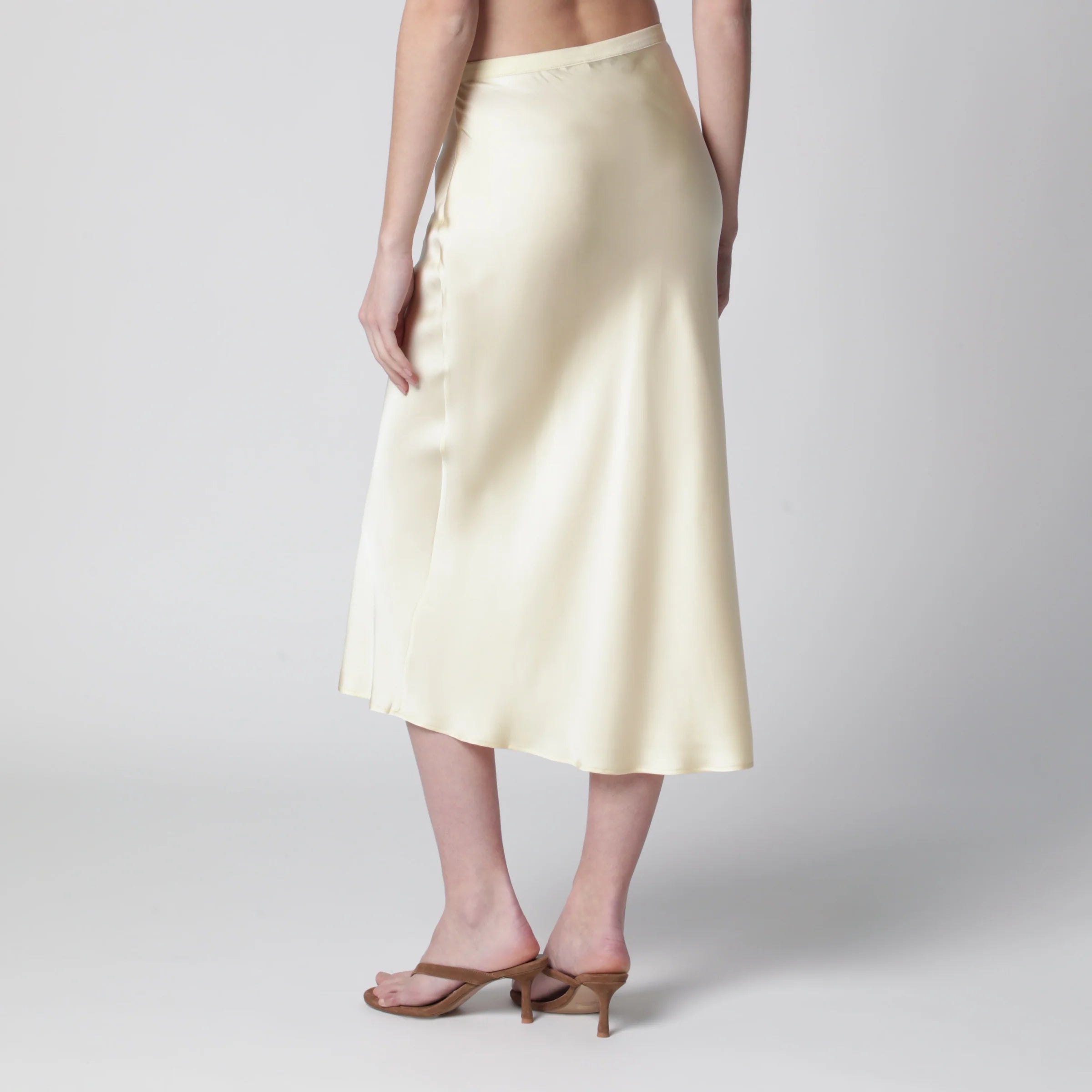 ANINE BING Bar midi skirt in butter-colored silk
