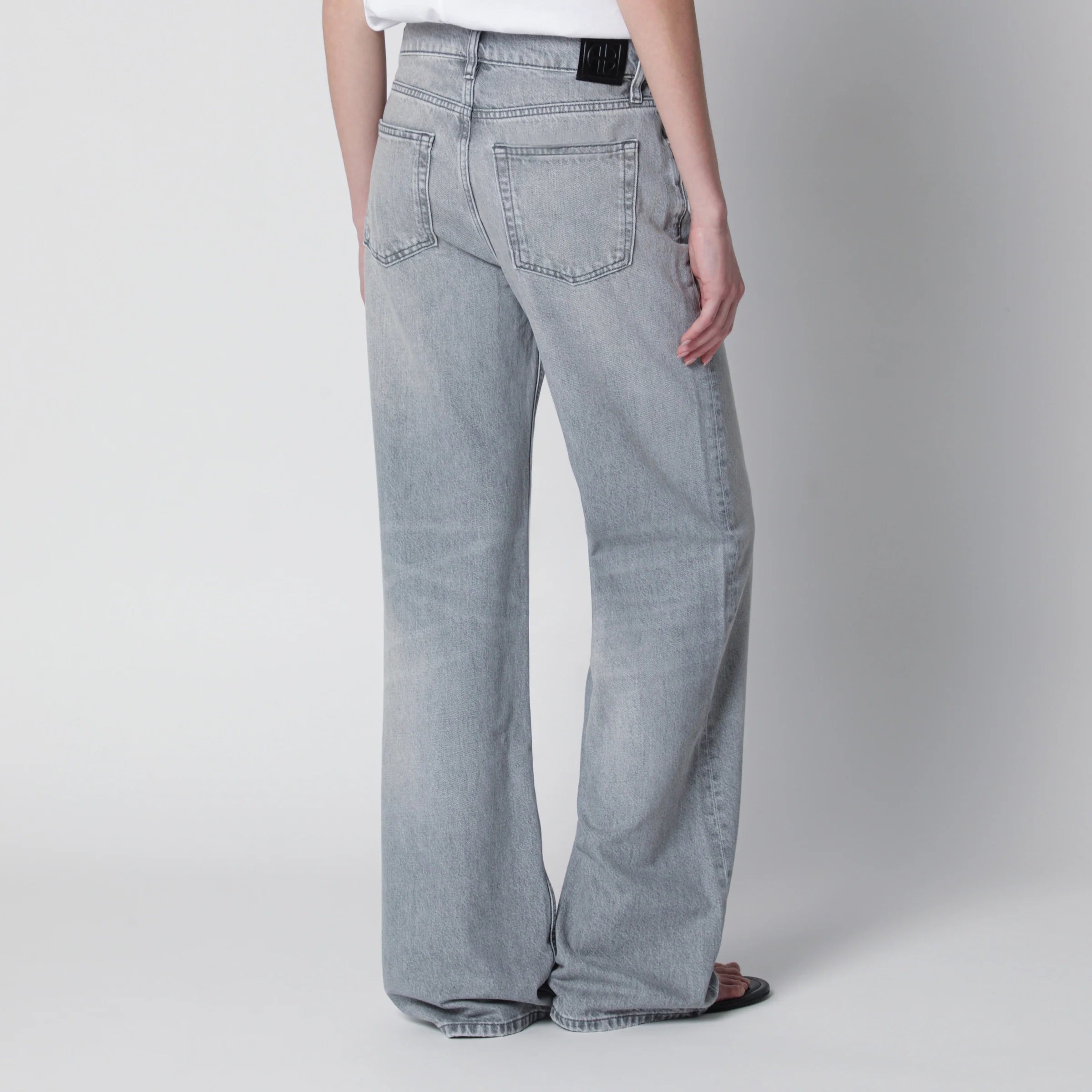 ANINE BING Jeans Hugh high-rise in light grey denim
