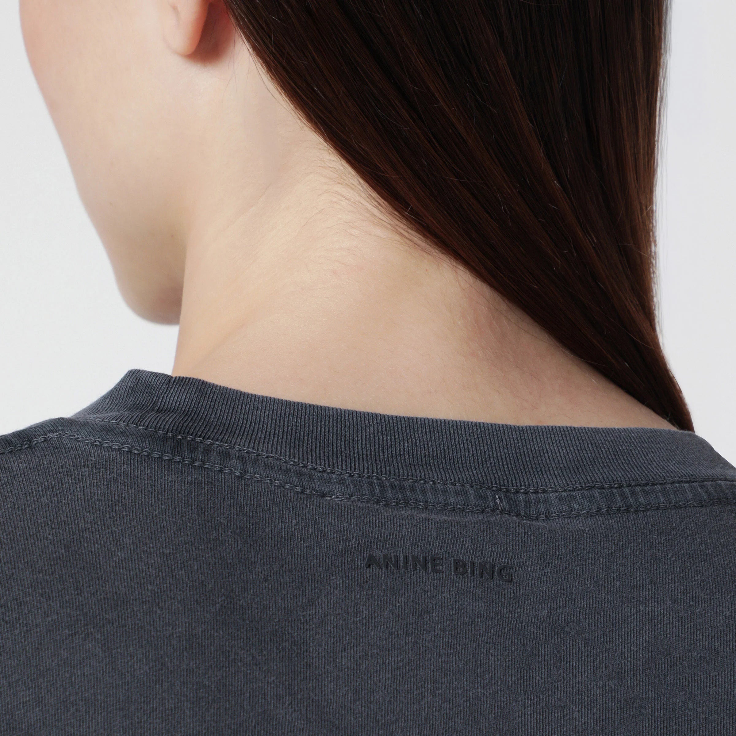 ANINE BING Cade Tee Smiley graphic cotton T-shirt in Washed Grey