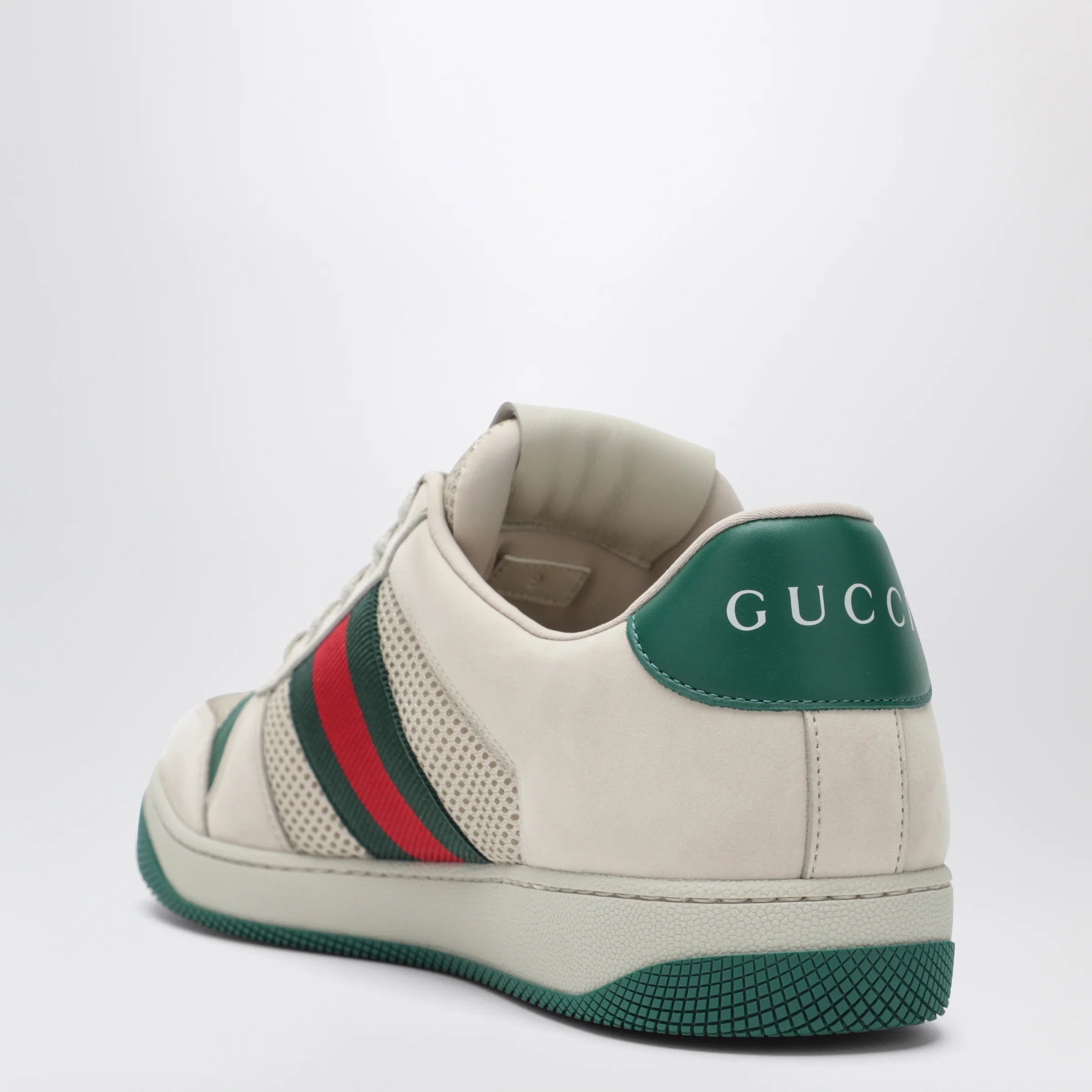 GUCCI Screener sneakers in white/green mesh and leather