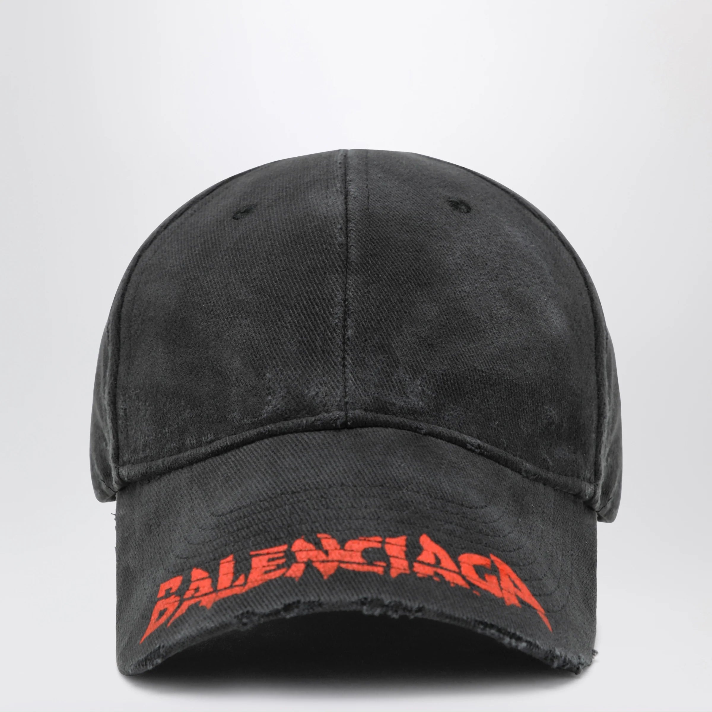 Balenciaga Black cotton drill baseball cap with logo