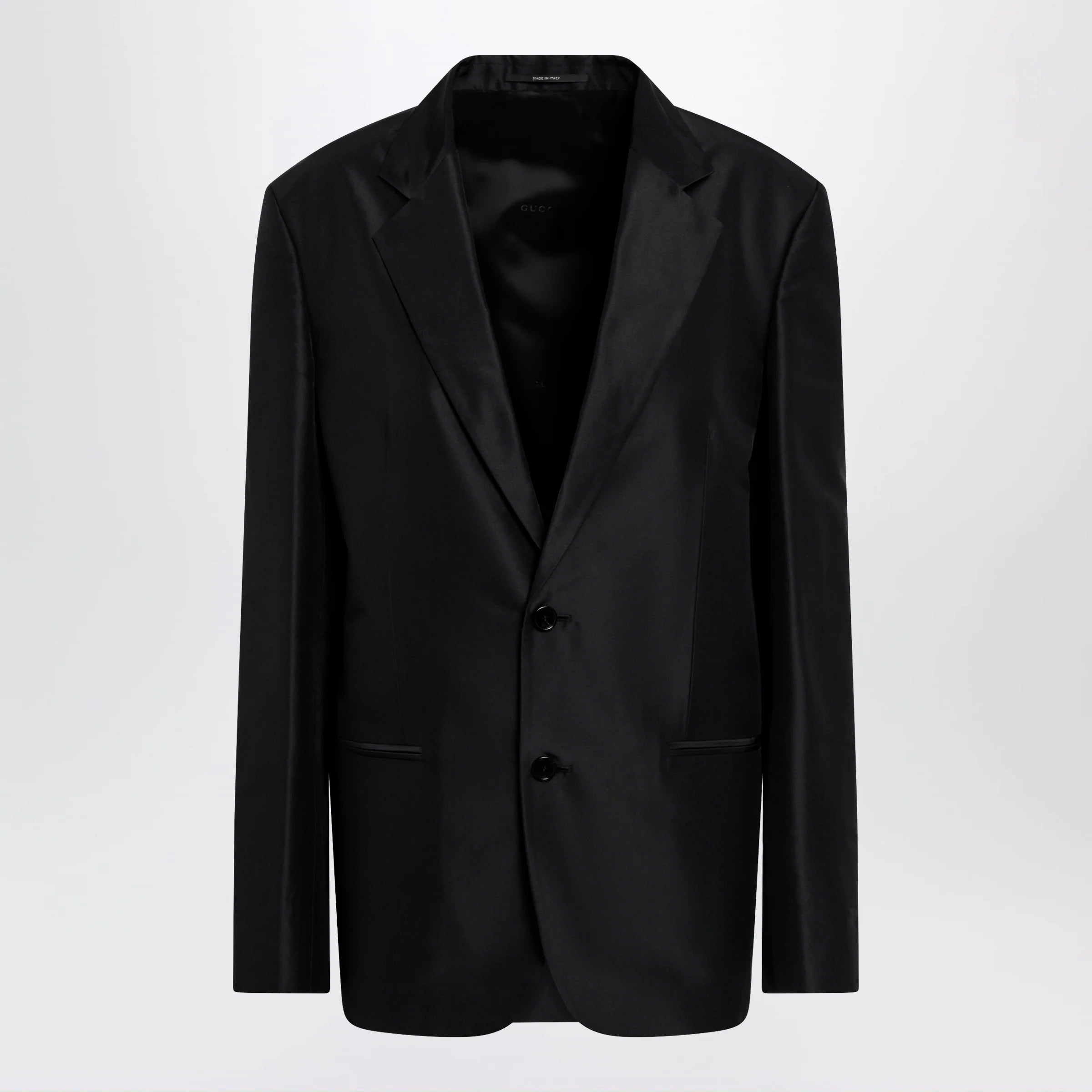 GUCCI Oversized fine silk faille jacket in black