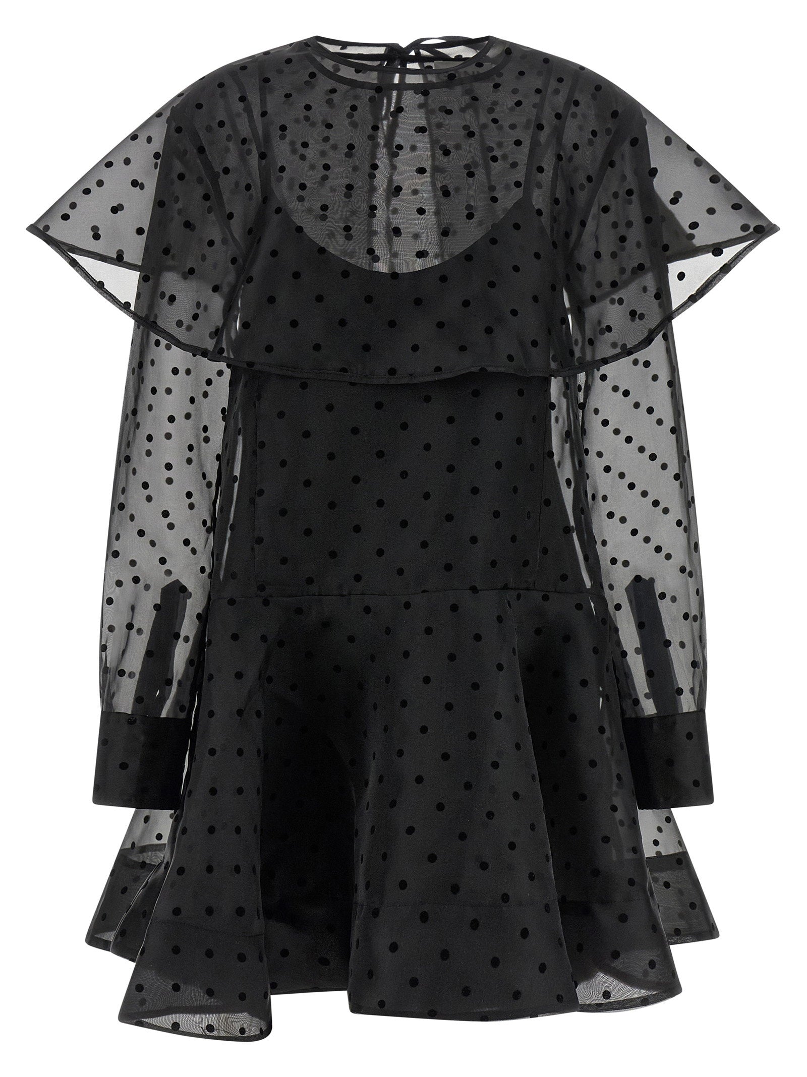 Ganni Black Organza Circle Collar Dress
