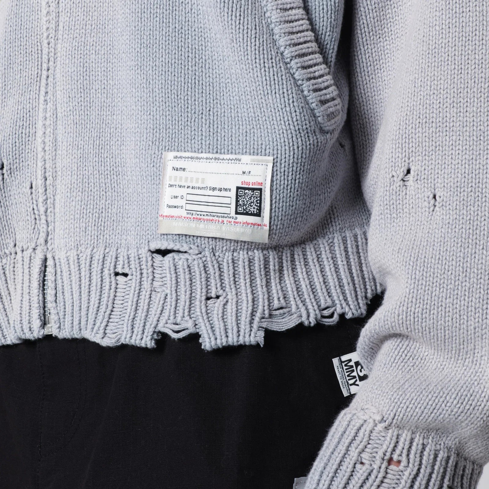 Maison MIHARA YASUHIRO Jacquard cardigan with dachshund in distressed cotton blend