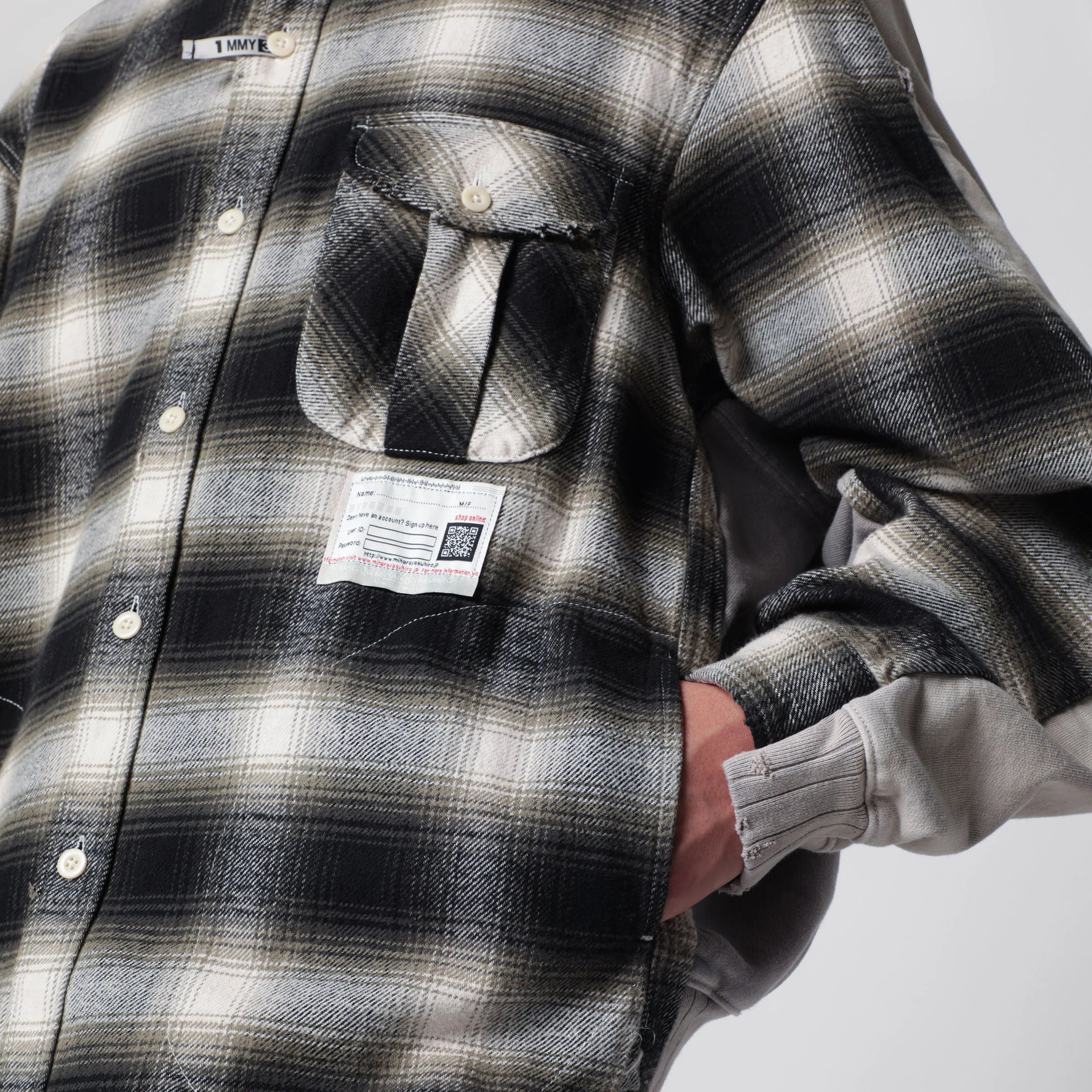 Maison MIHARA YASUHIRO Reversible shirt jacket in black/white French terry
