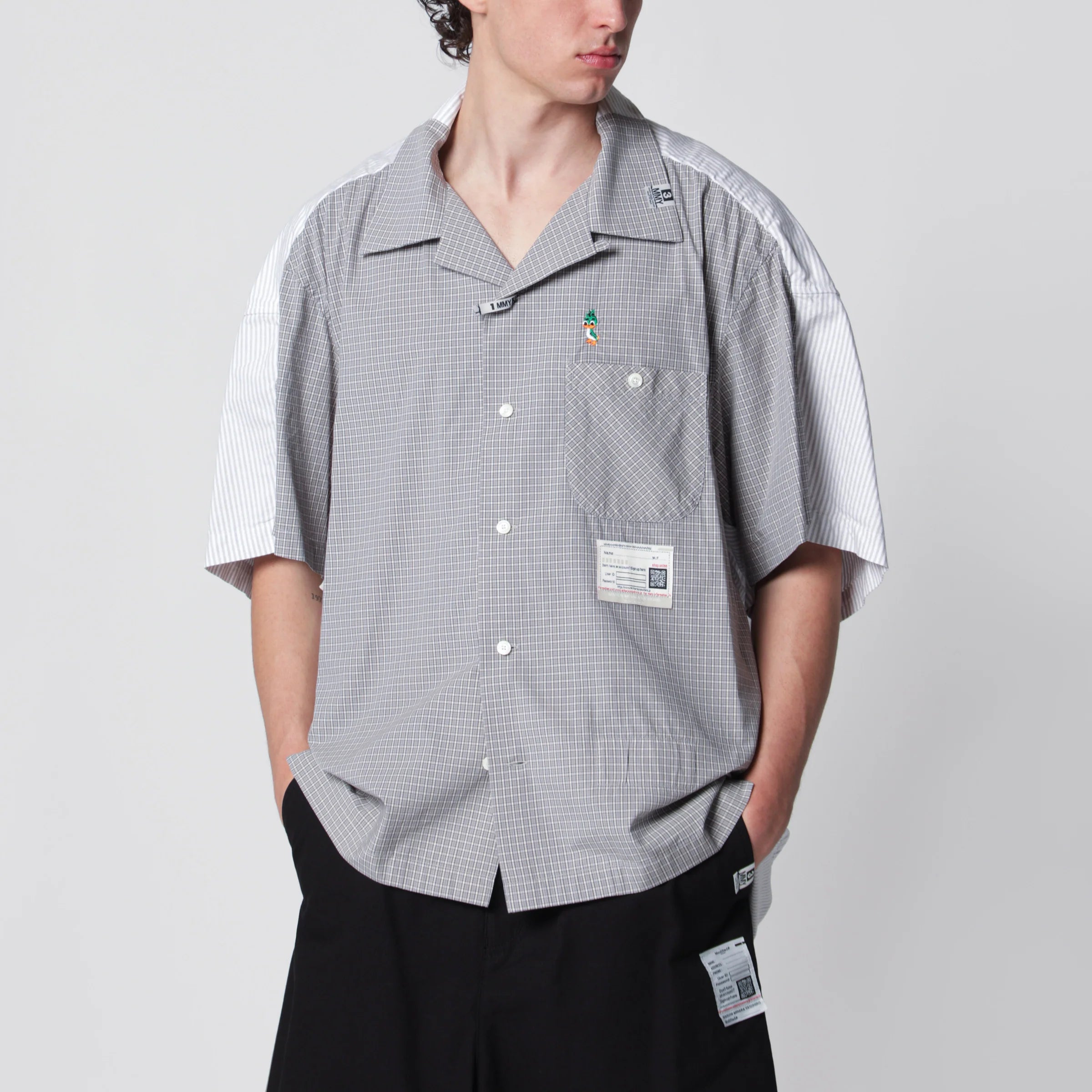 Maison MIHARA YASUHIRO Grey checked cotton layered shirt
