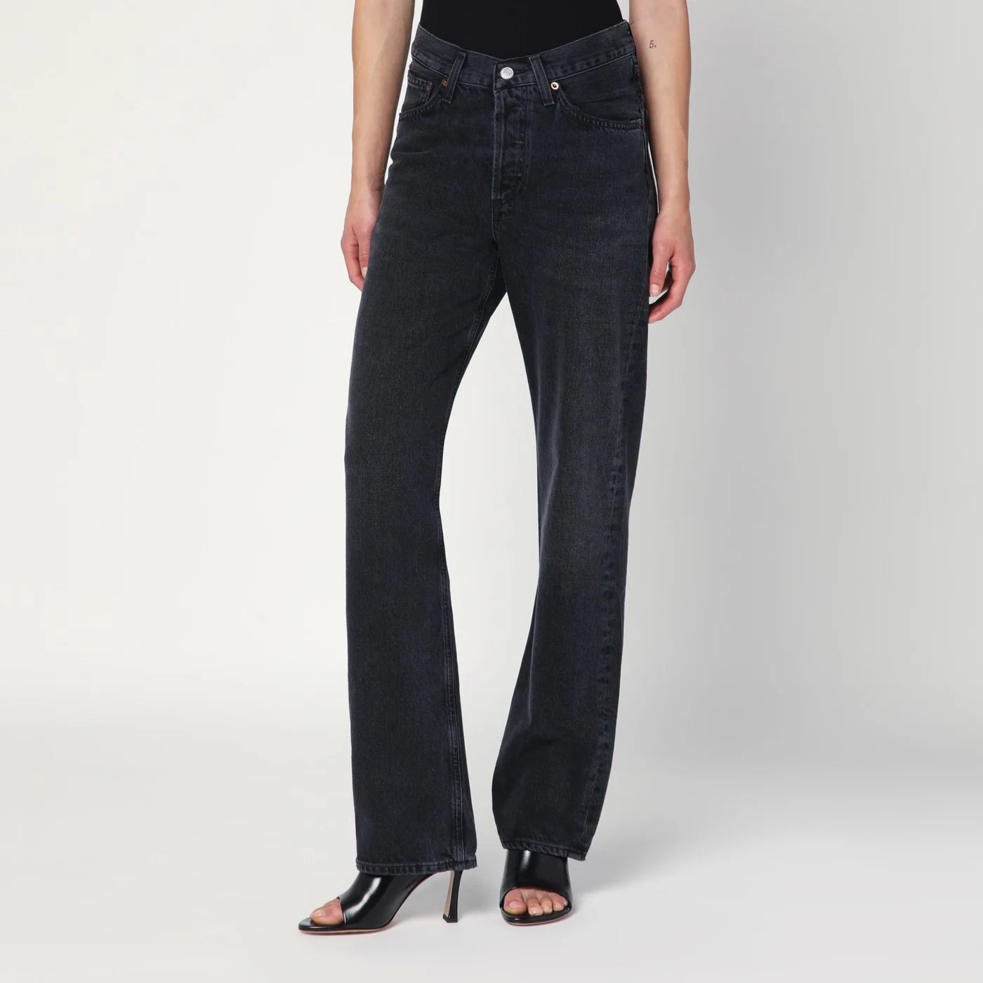 AGOLDE Black V-Waist Kelly jeans in recycled denim