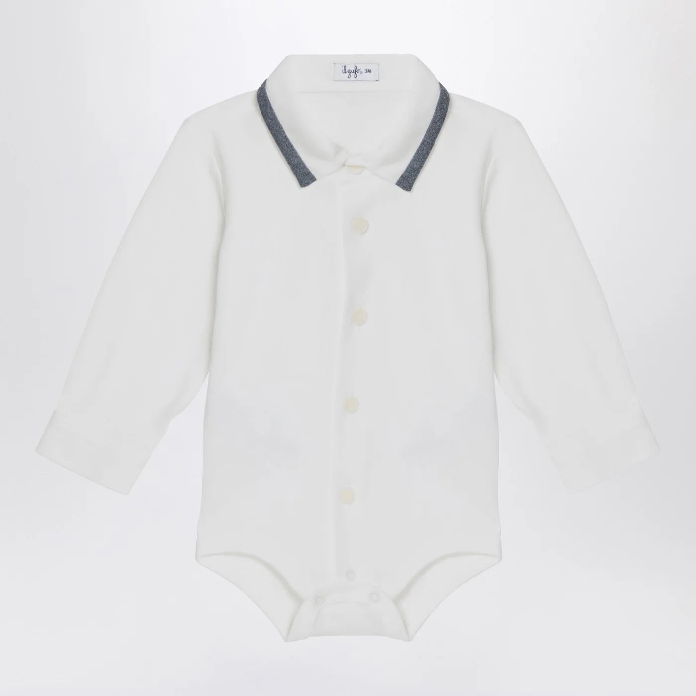 Il Gufo Milk-white cotton shirt bodysuit