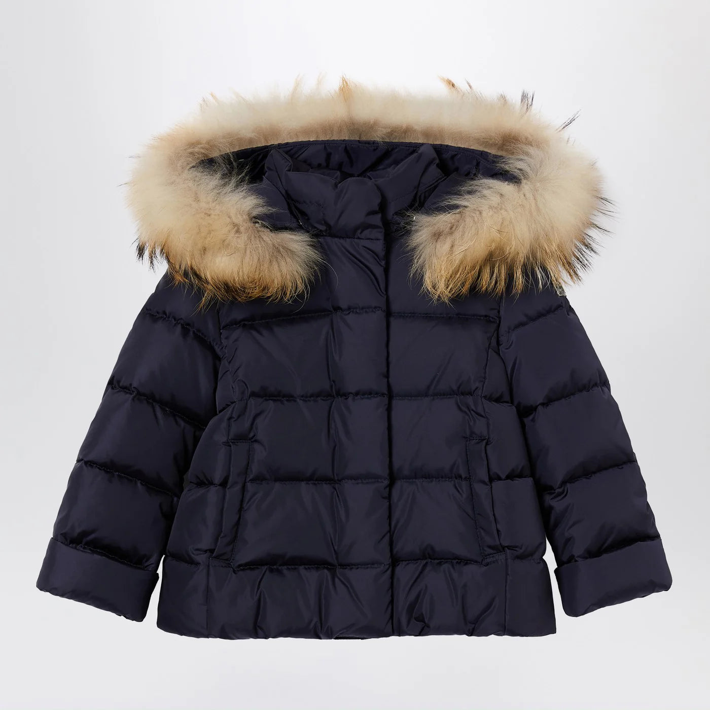Il Gufo Blue nylon hooded down jacket