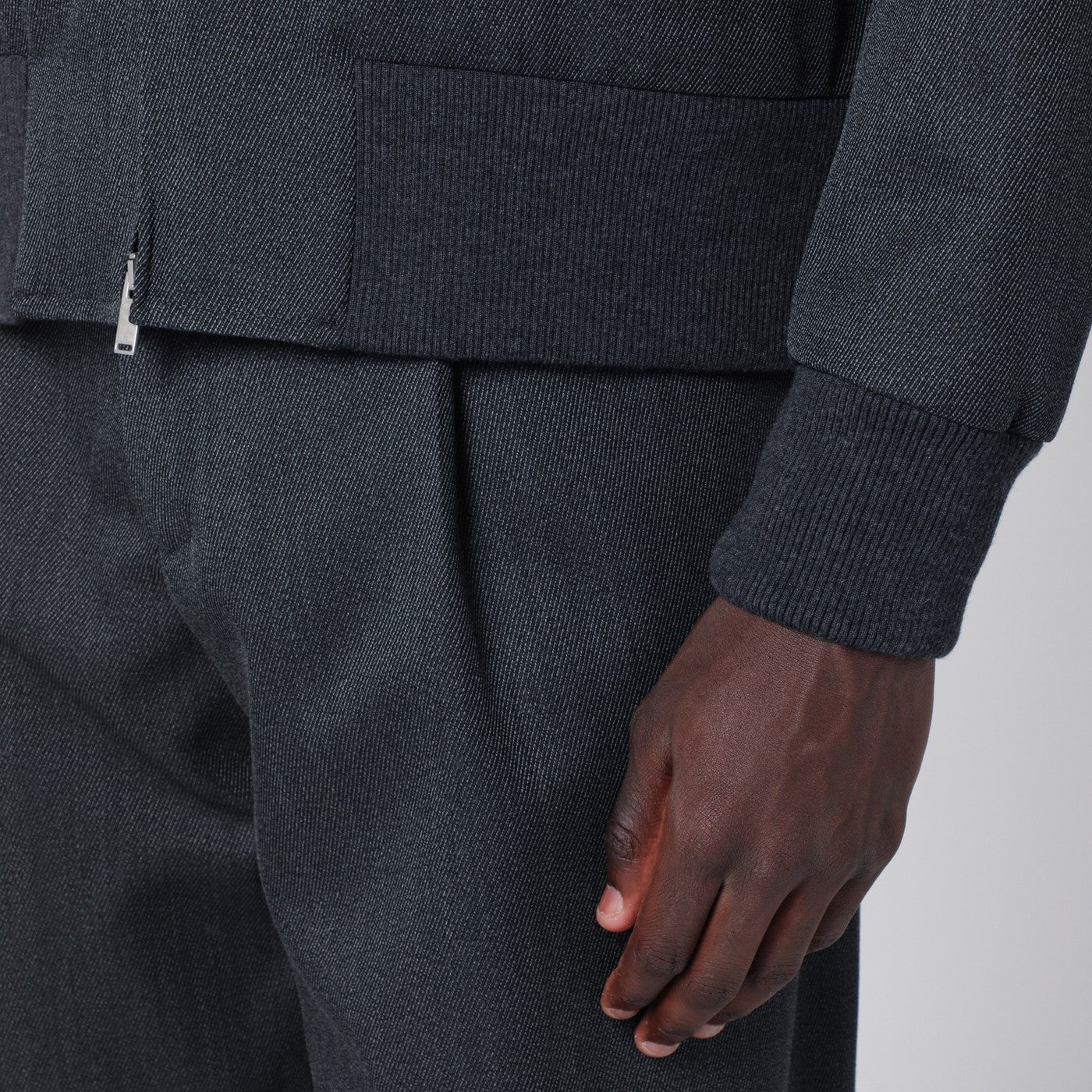 Lardini Grey wool zip bomber