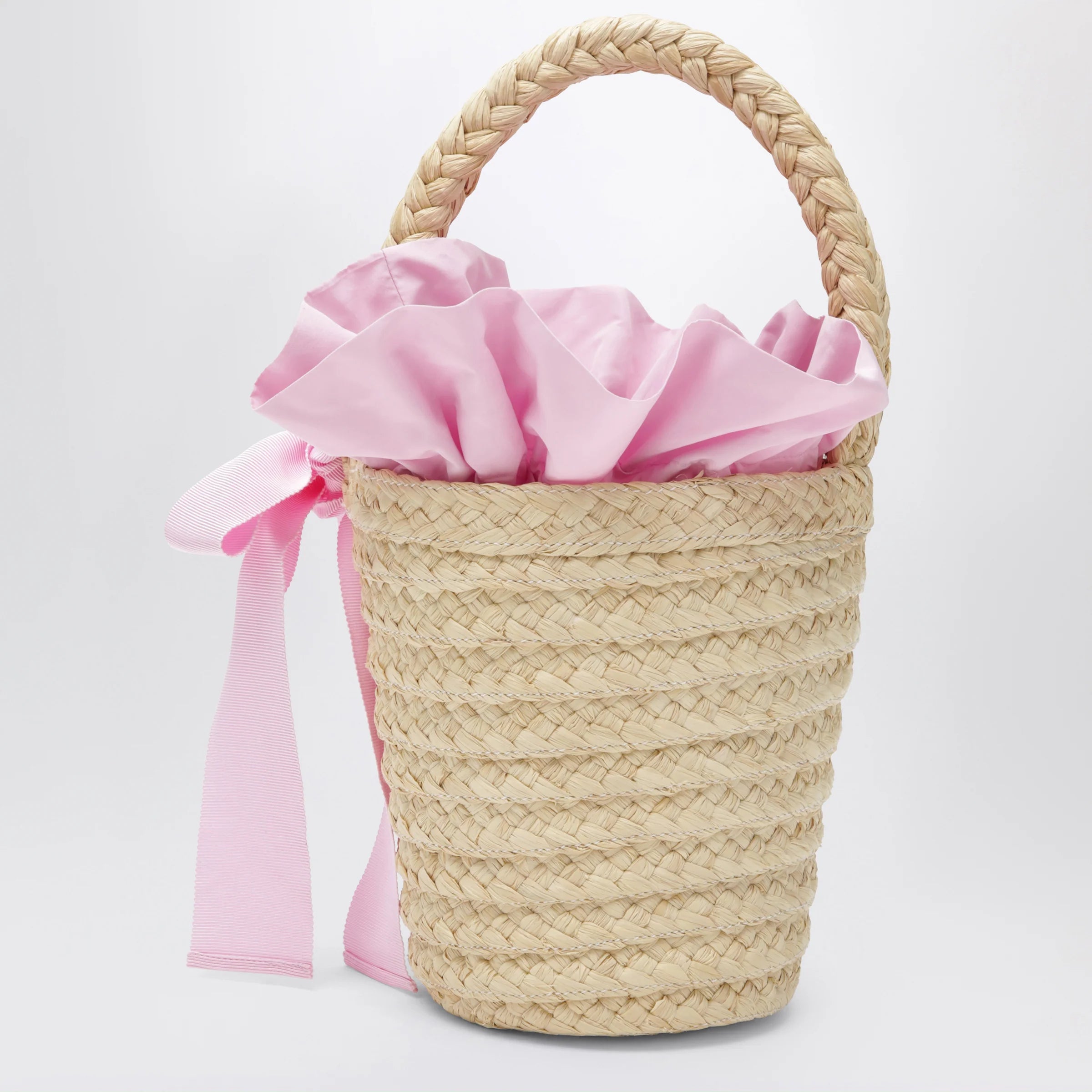 Patou Vanilla straw bucket with logo