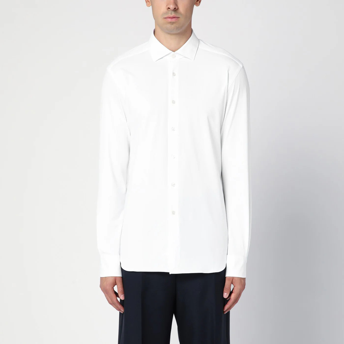 XACUS White slim-fit twill Active shirt