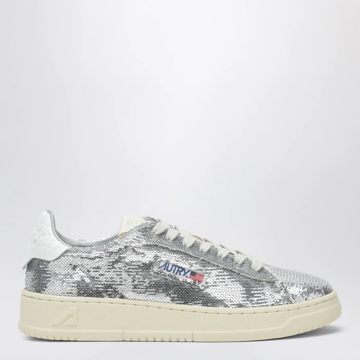 AUTRY Dallas Sparkling Sneakers in grey/white sequins