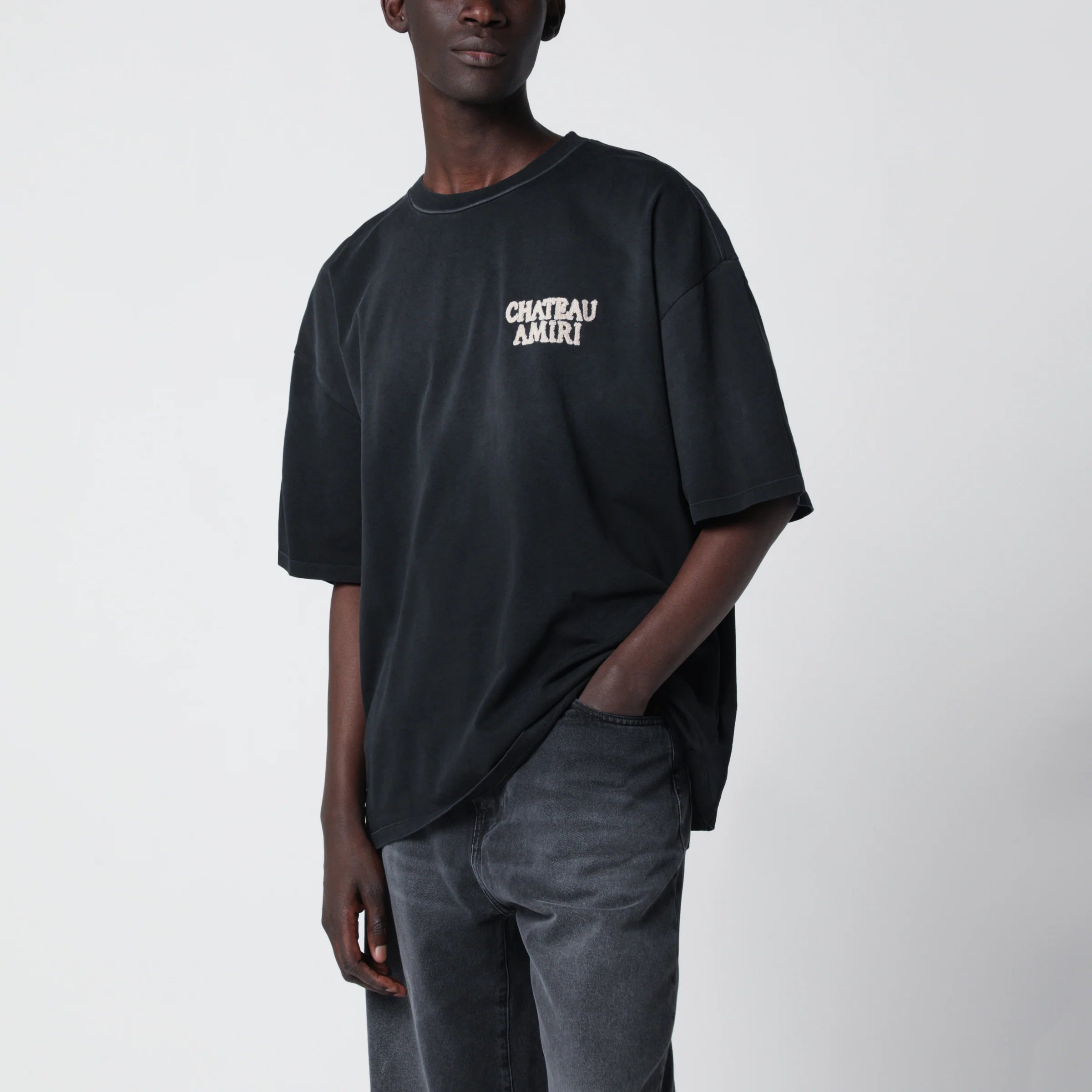 Black T-Shirt With Chateau Amiri Logo