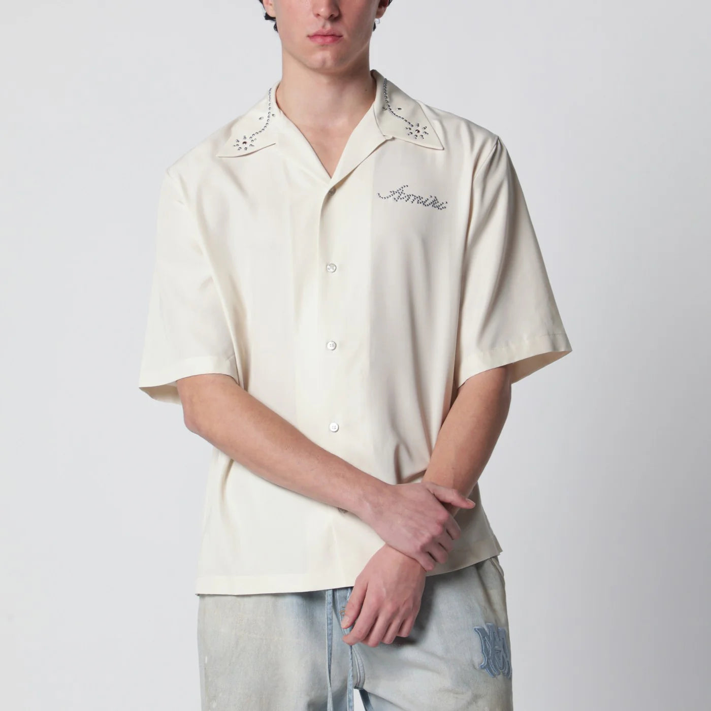 AMIRI Ivory shirt with stud embroidery