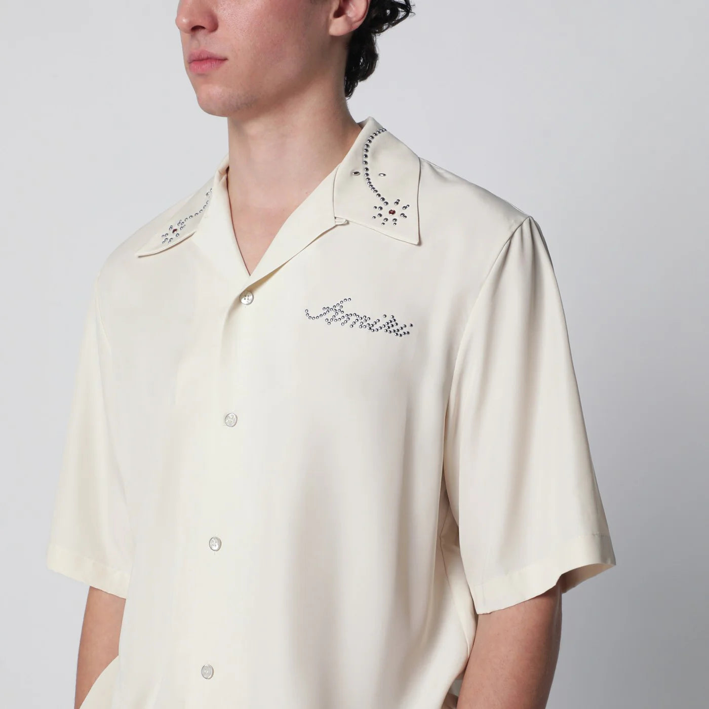 AMIRI Ivory shirt with stud embroidery