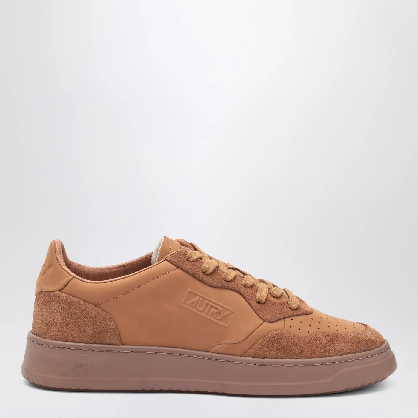 AUTRY Brown Medalist sneakers in nappa and suede