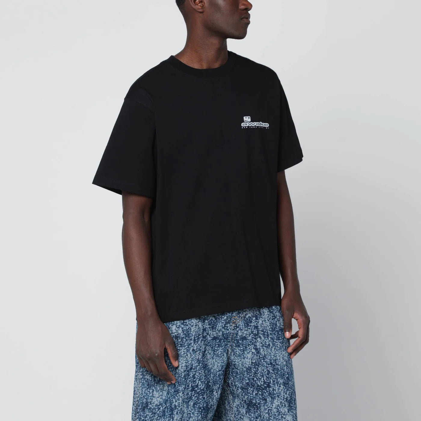 Awake NY Black cotton T-shirt with logo