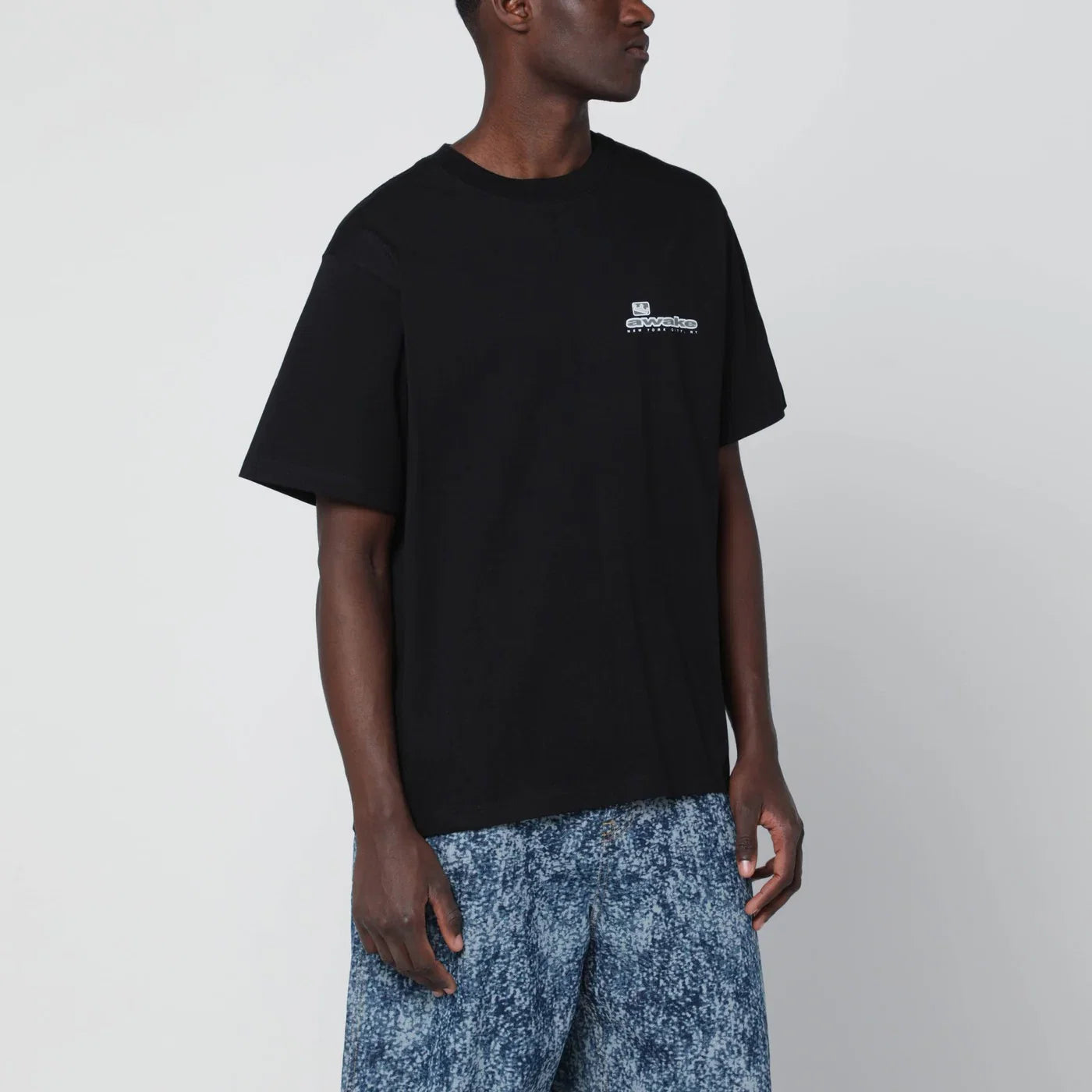 Awake NY Black cotton T-shirt with logo