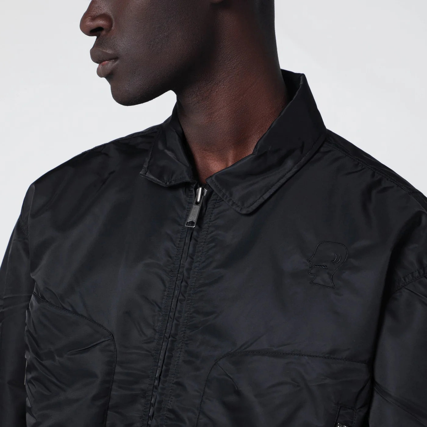 Brain Dead Black nylon zip bomber jacket