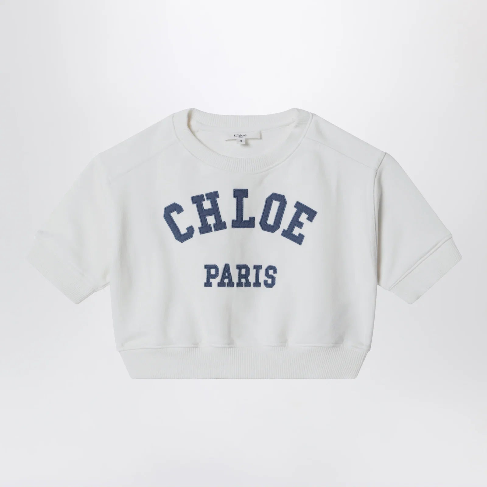 Chloé White cropped sweatshirt with logo embroidery