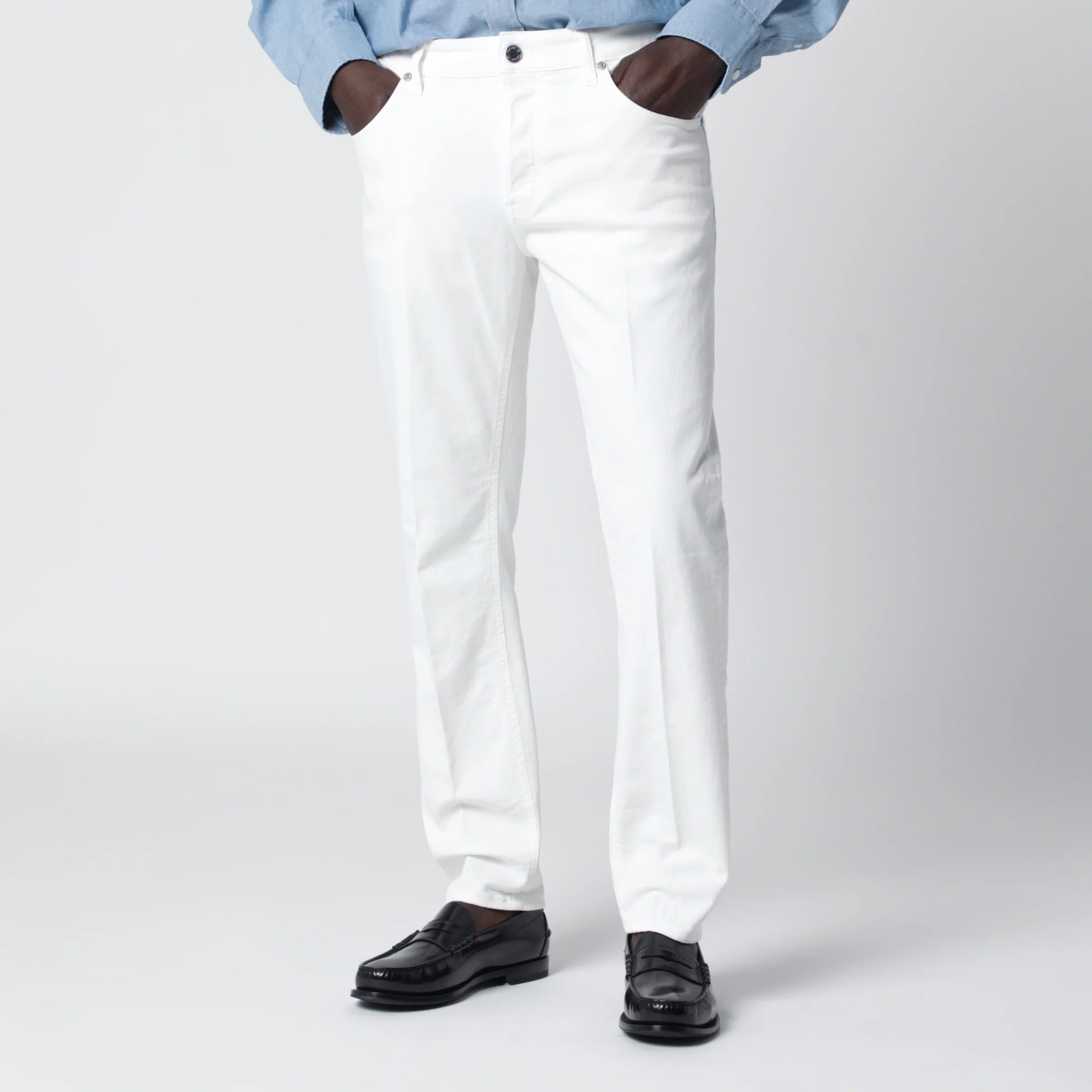 PT Torino Denim White Reggae Tapered Trousers