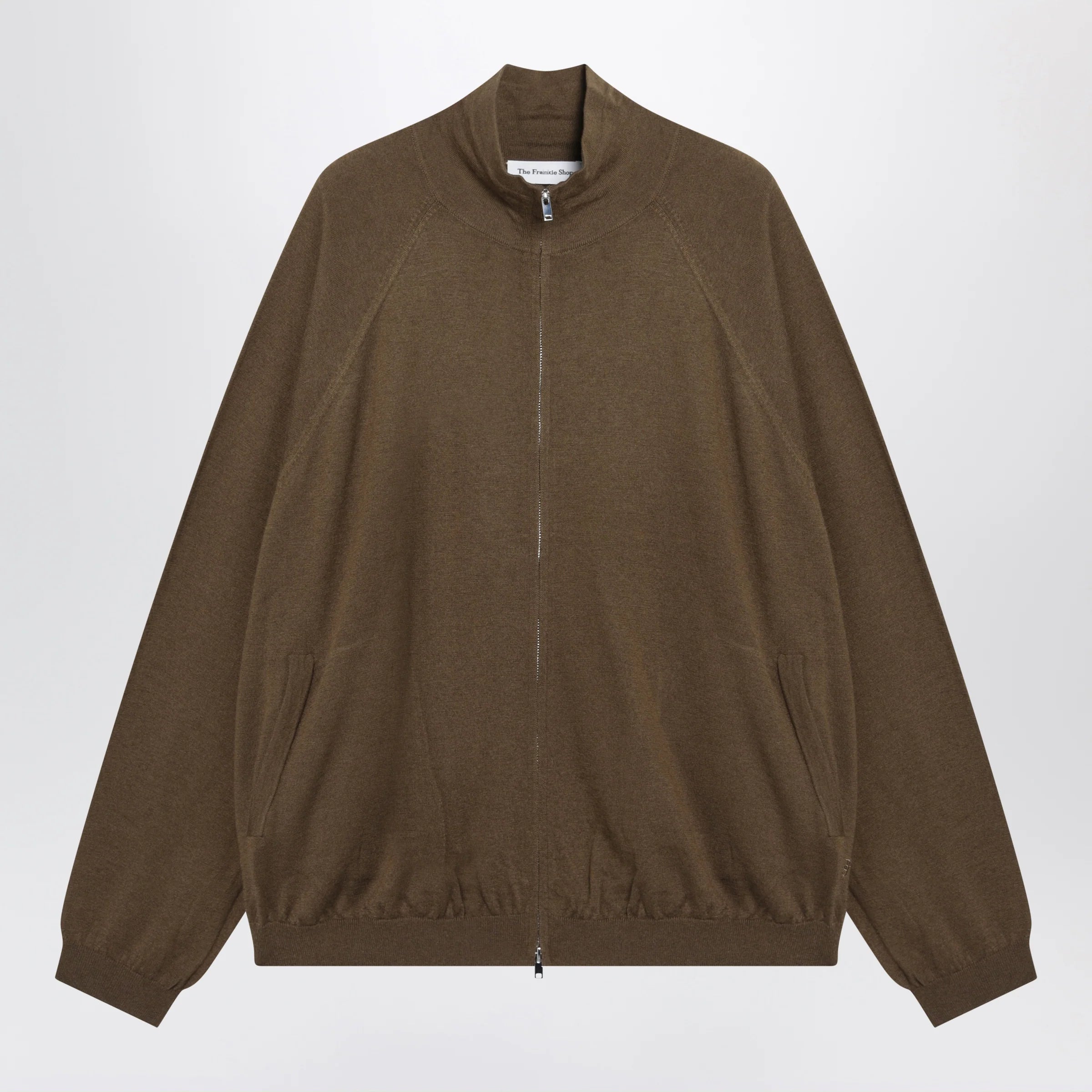 The Frankie Shop Baxe knit sports jacket in wool blend brown
