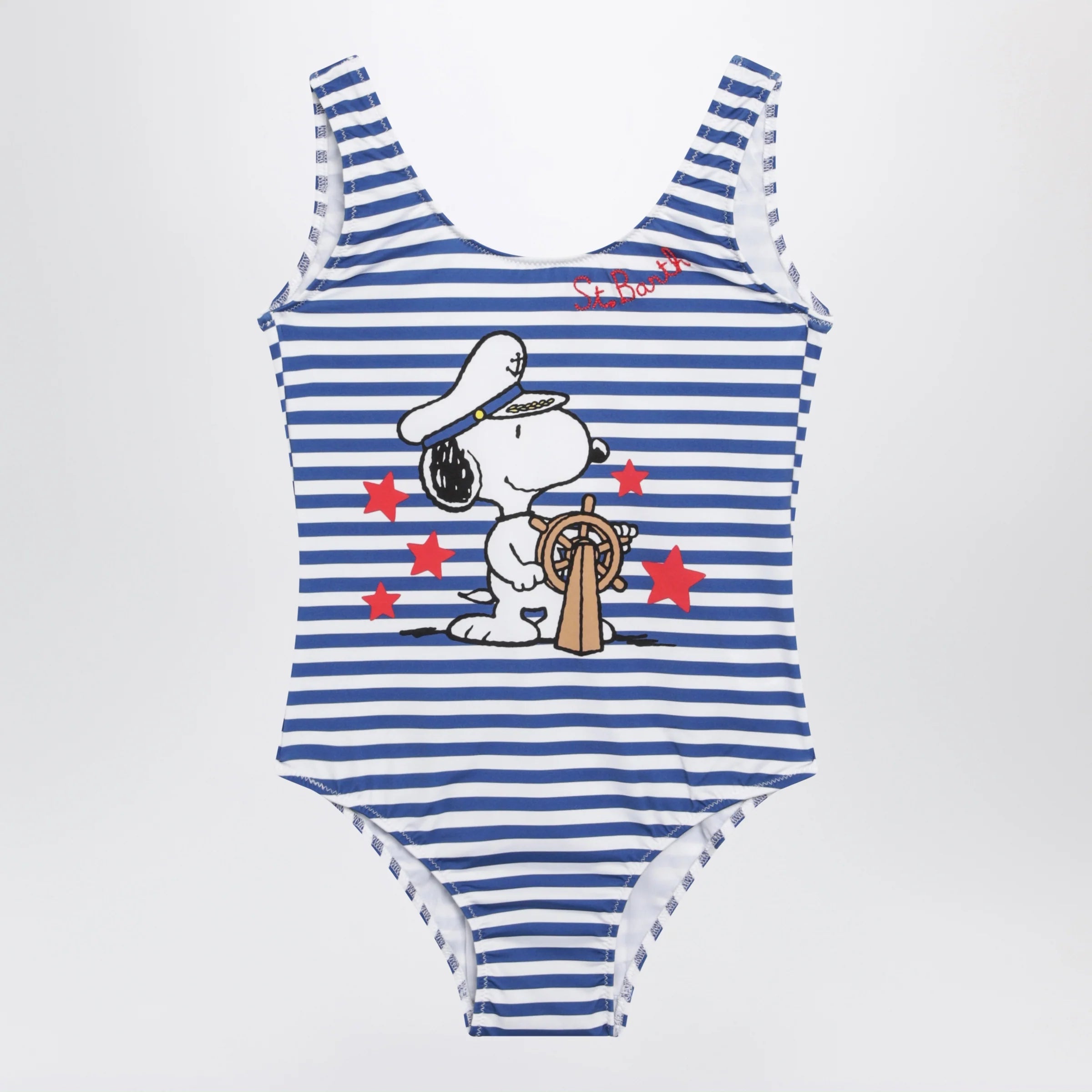 MC2 Saint Barth Striped one-piece swimsuit with Snoopy