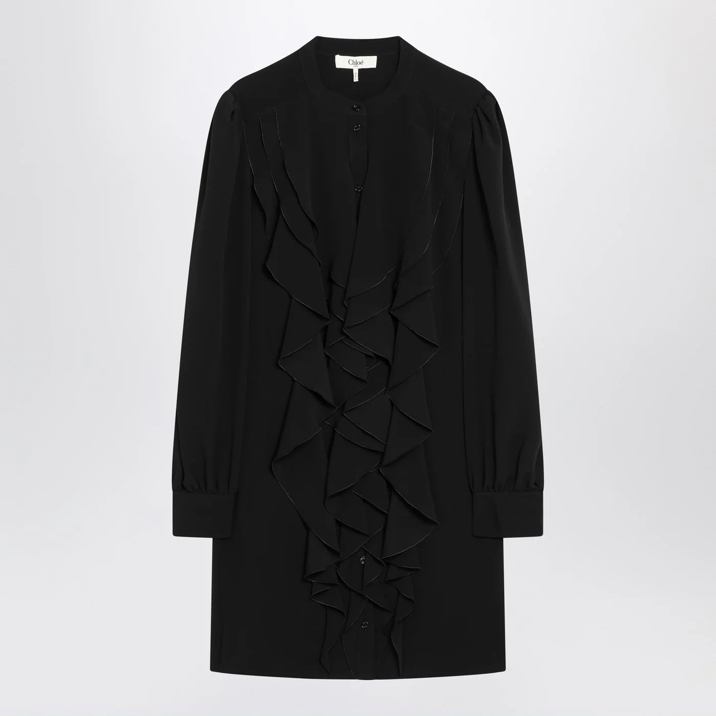 Chloé Black ruffled dress in silk blend