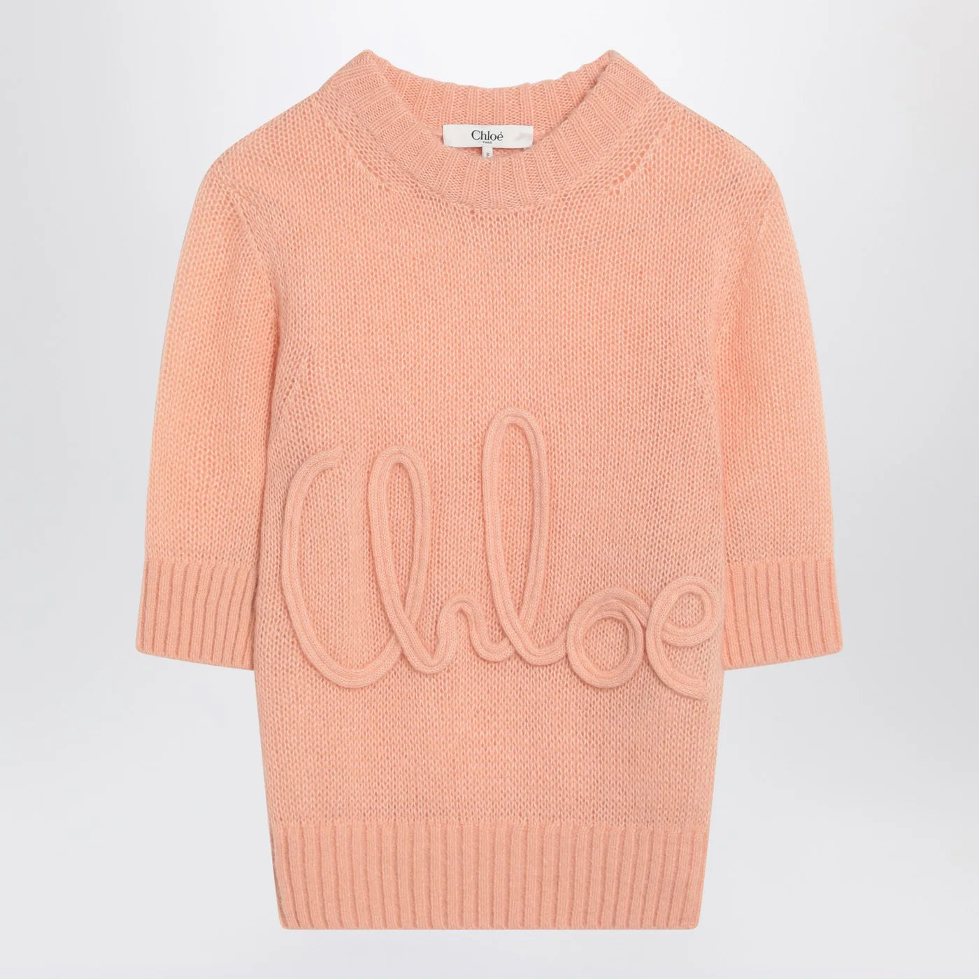 Chloé Peach-colored top with logo embroidery