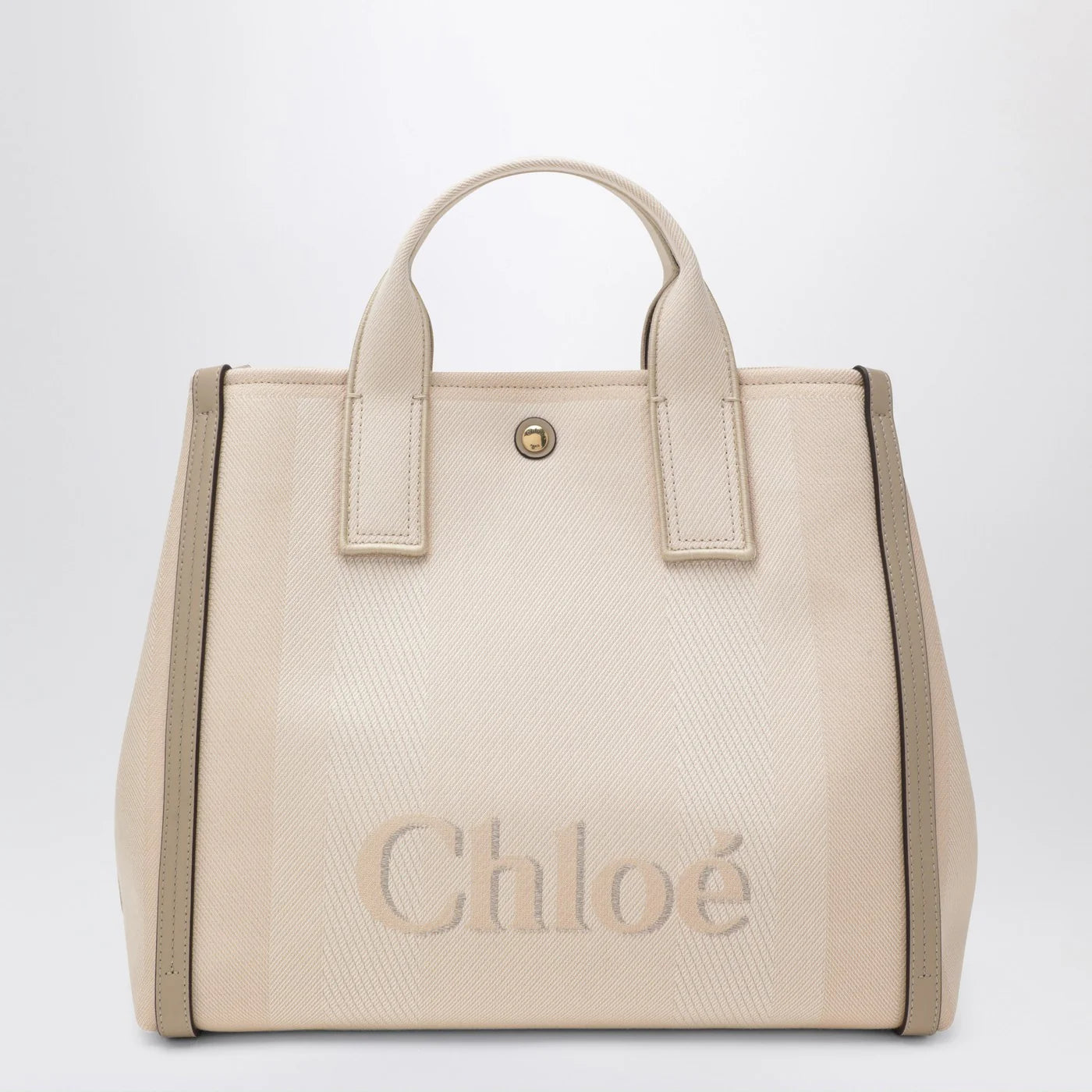 Chloé Carry tote bag in pink beige striped canvas