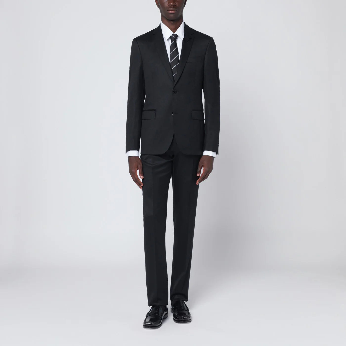 Lardini Black single-breasted wool suit