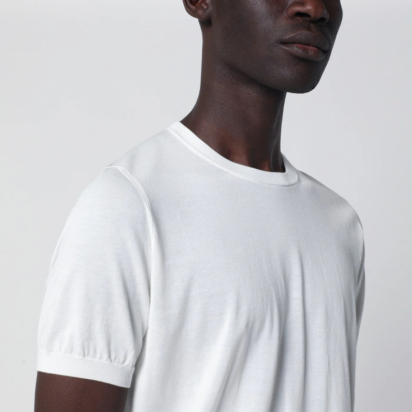 Drumohr Crew neck t-shirt in milky white cotton