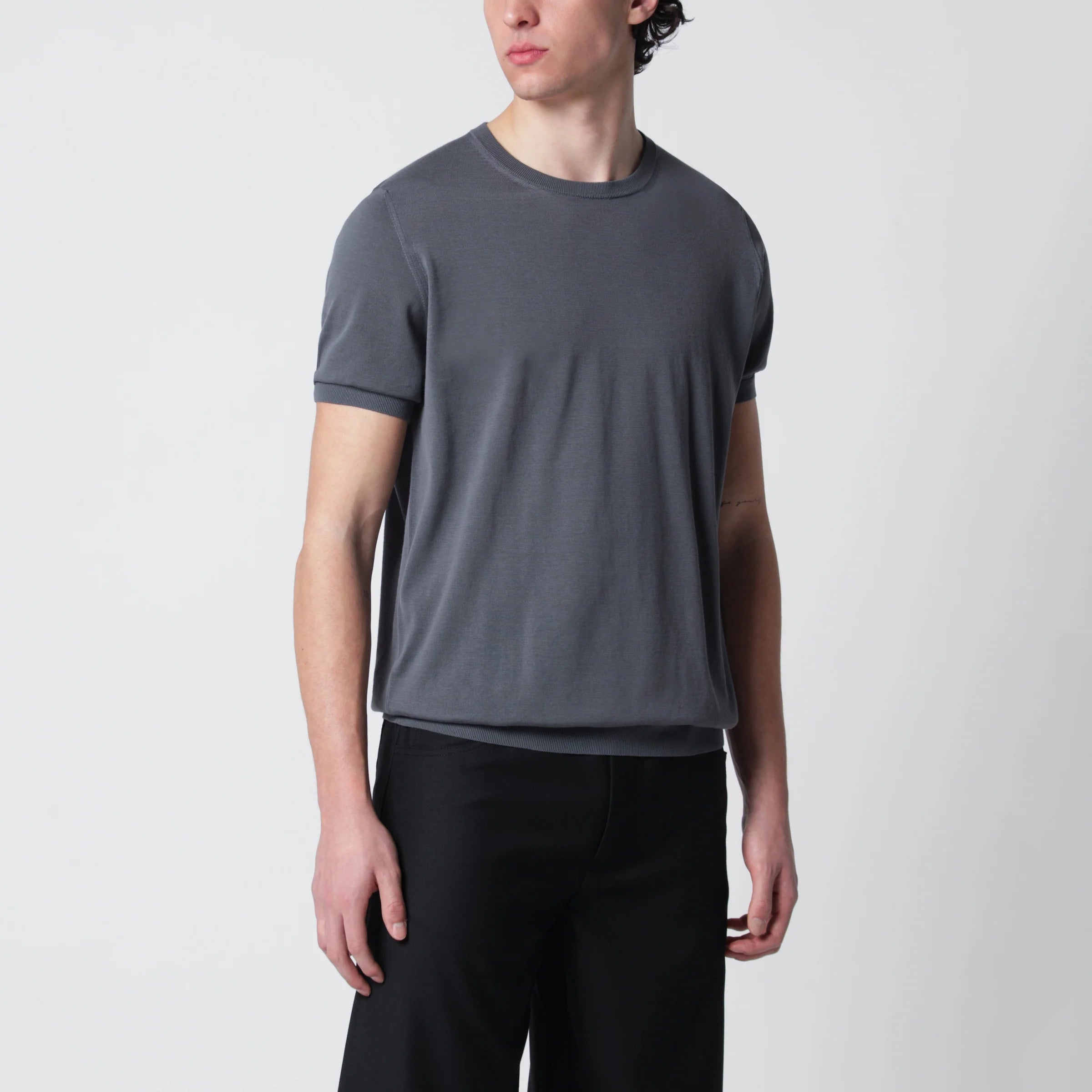 Drumohr Grey cotton crewneck sweater