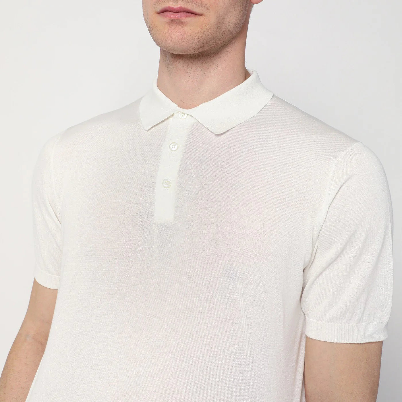 Drumohr Milky white polo shirt in cotton