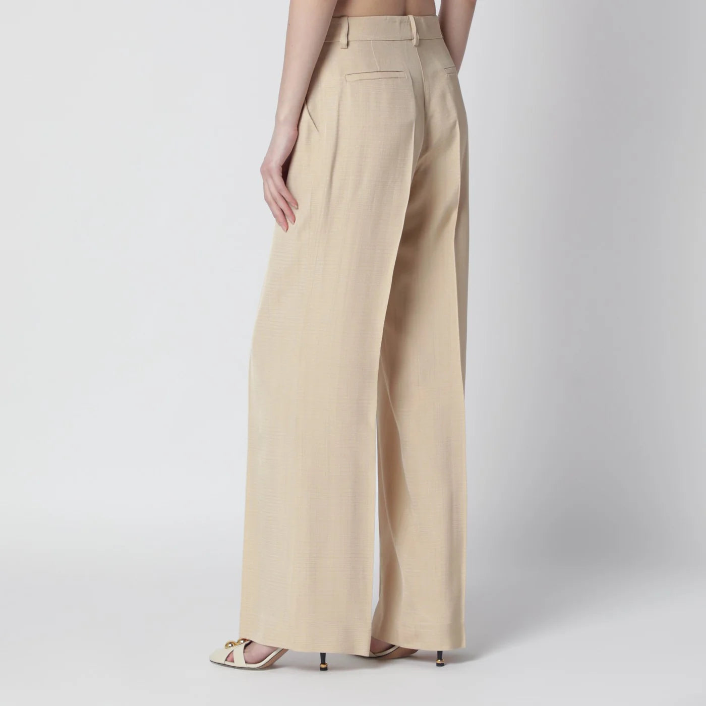 P.A.R.O.S.H. Champagne-colored viscose trousers