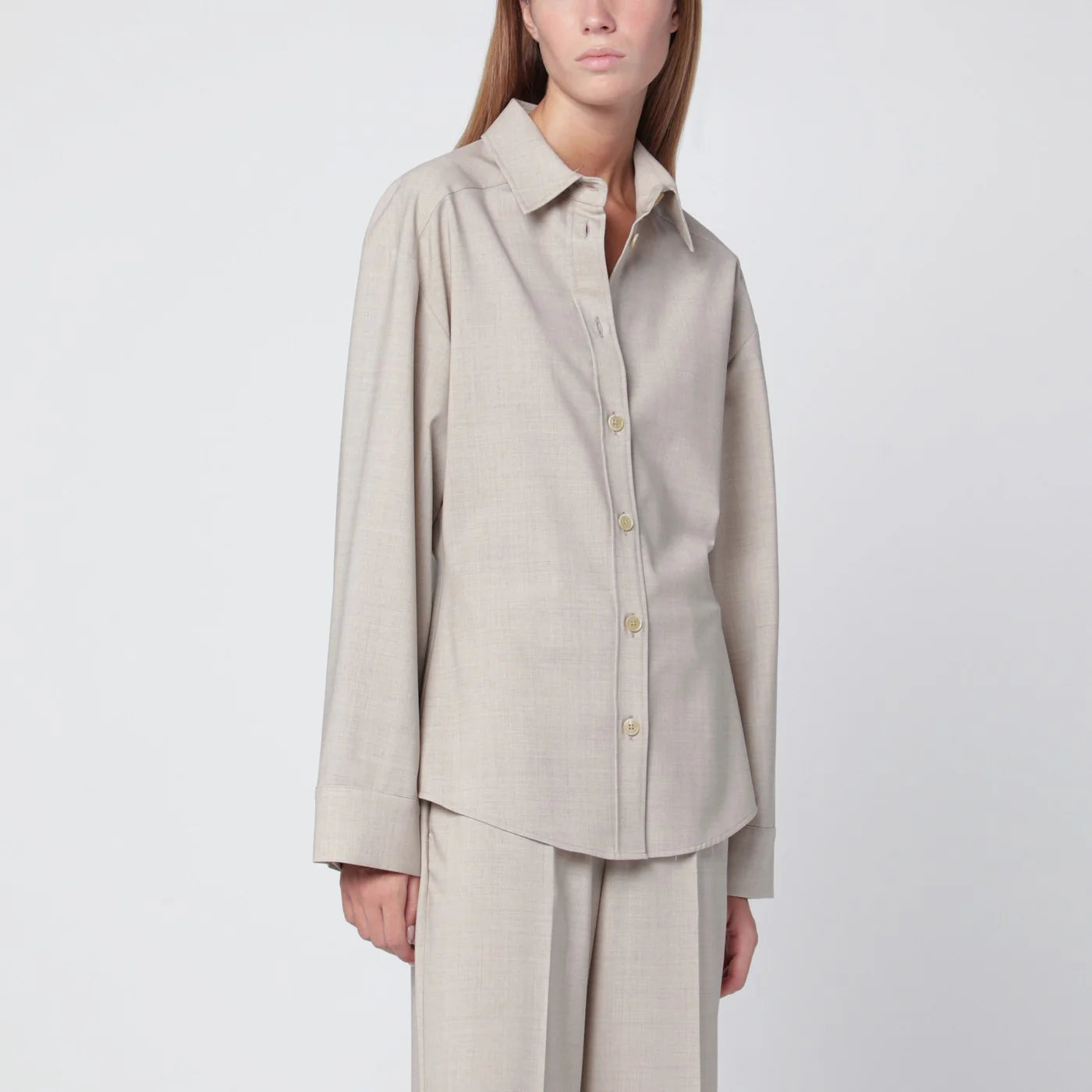 P.A.R.O.S.H. Stucco-coloured wool shirt