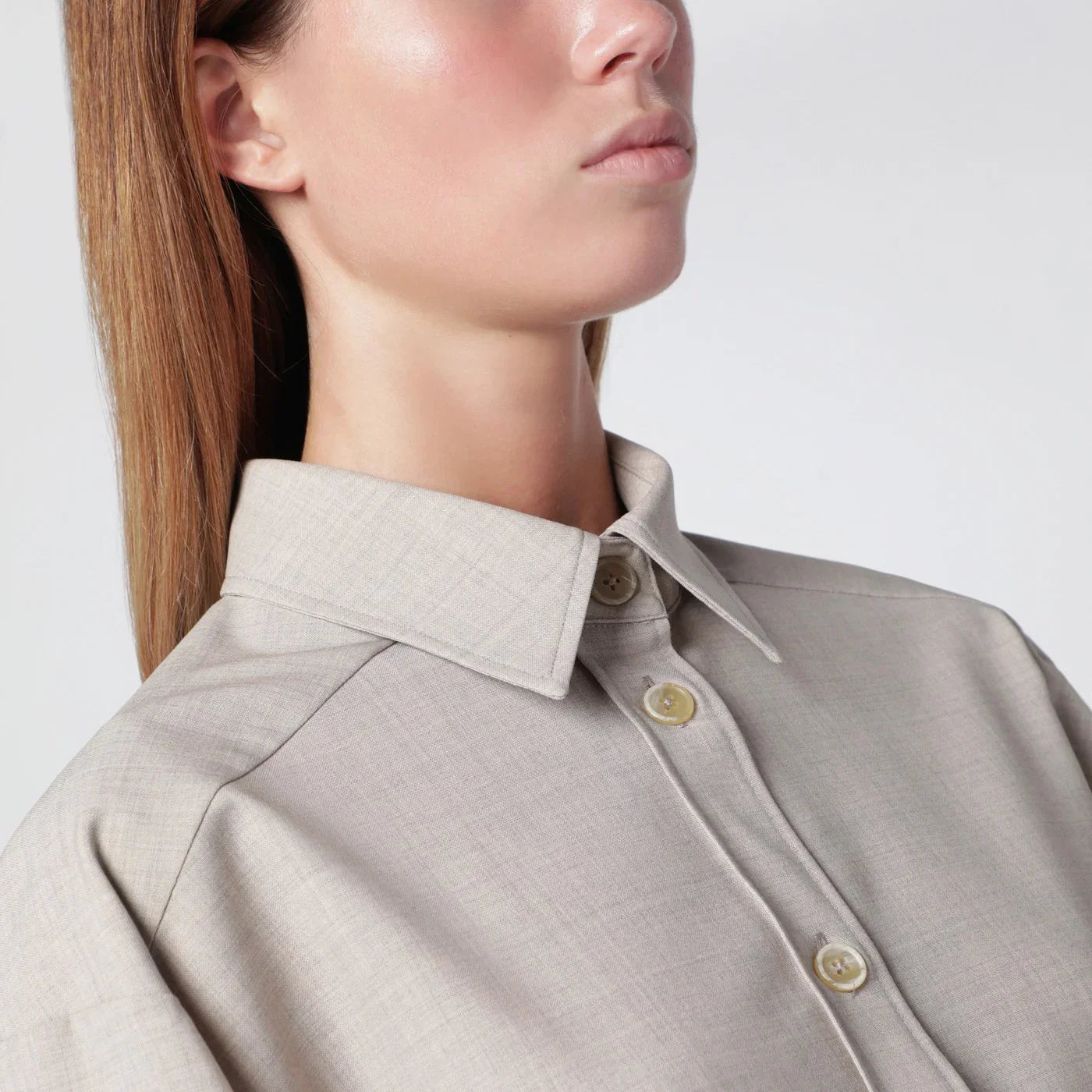 P.A.R.O.S.H. Stucco-coloured wool shirt