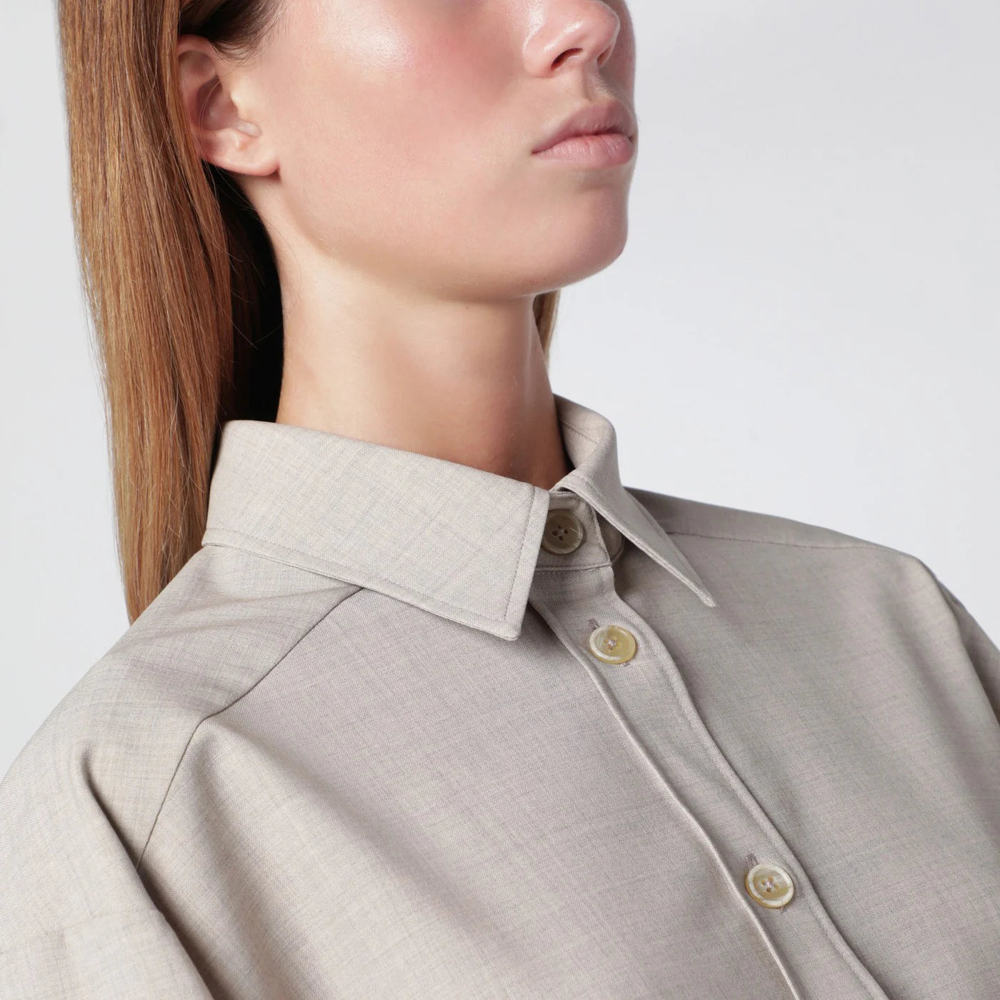 P.A.R.O.S.H. Stucco-coloured wool shirt