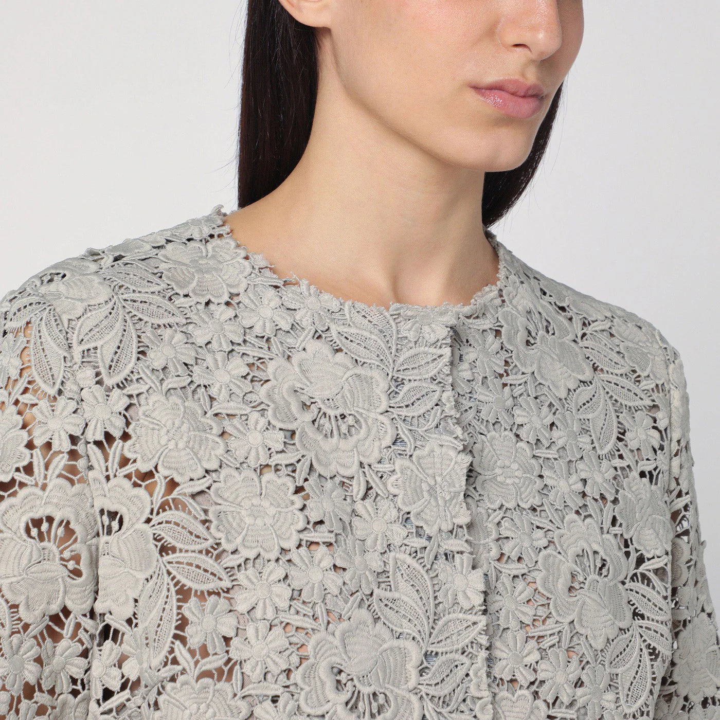 P.A.R.O.S.H. Light grey lace long jacket