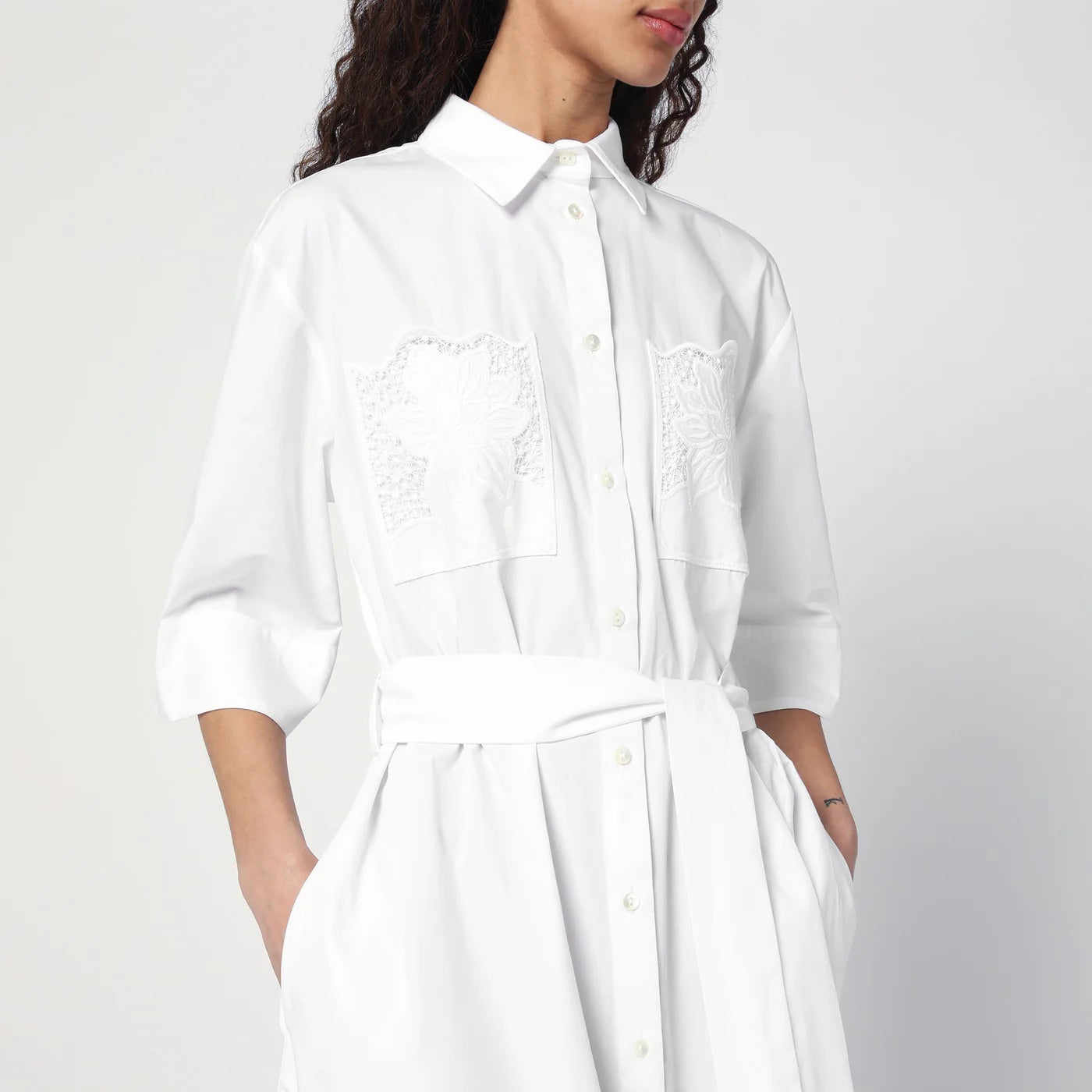 P.A.R.O.S.H. White shirt dress with belt
