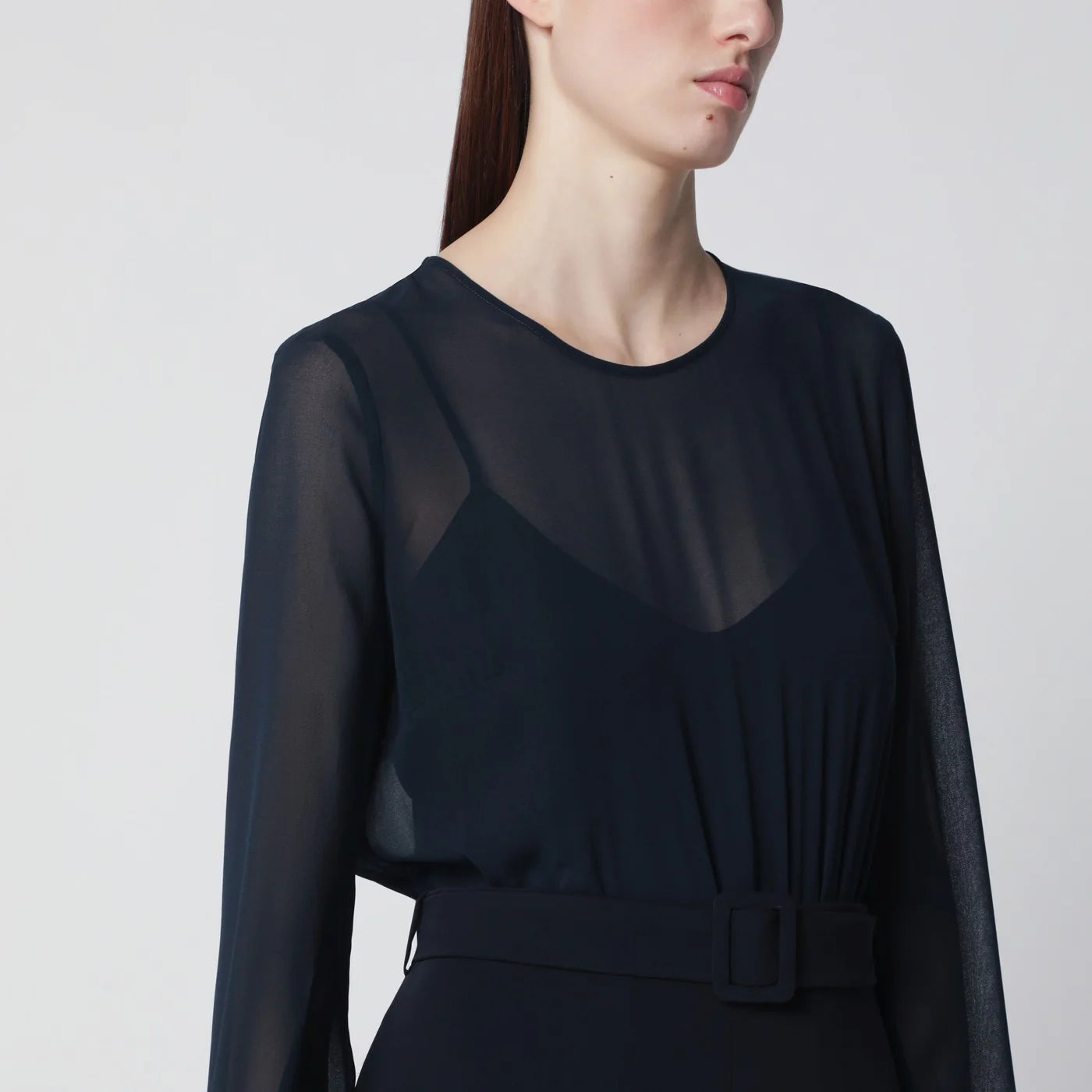 P.A.R.O.S.H. Blue jumpsuit with belt